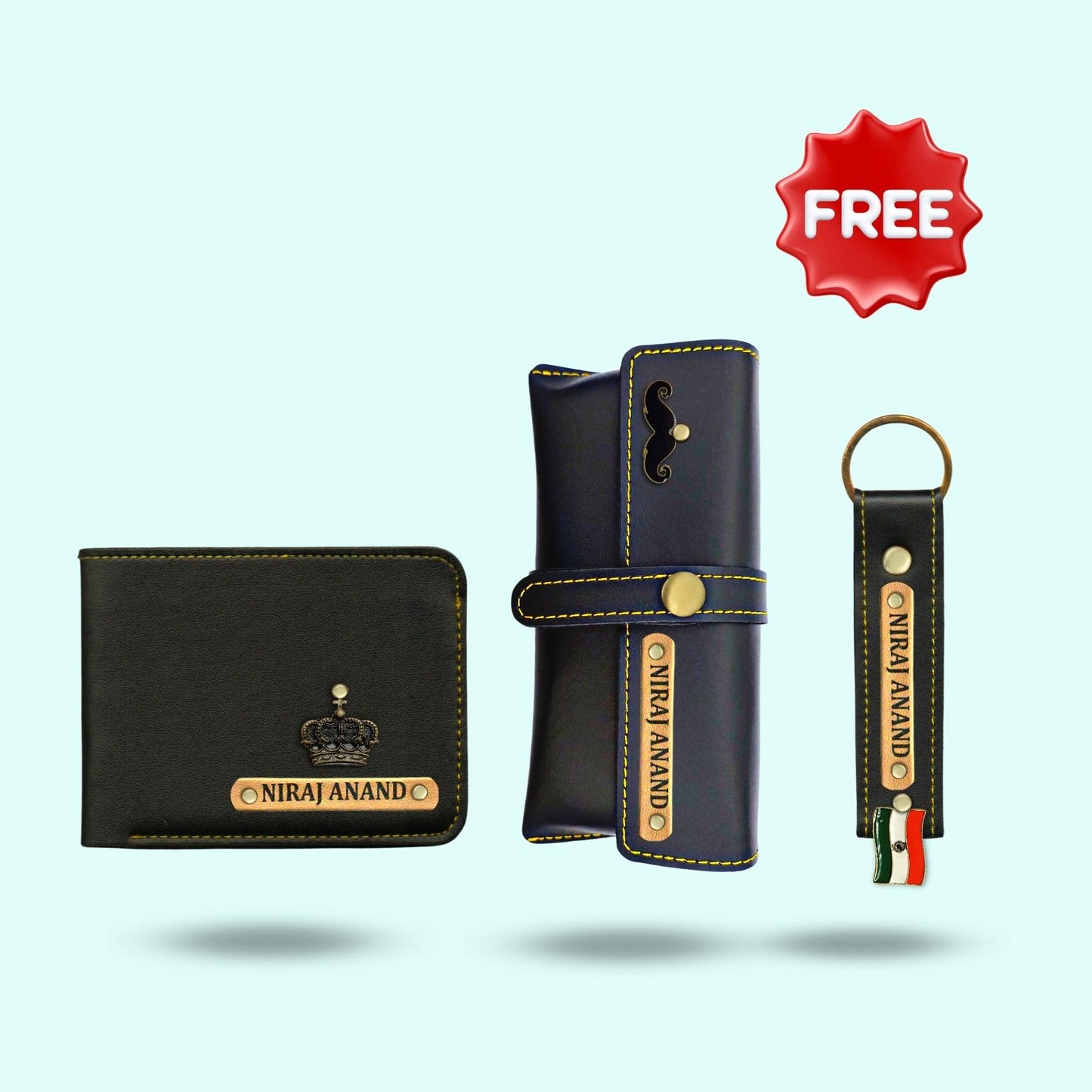 Personalized 3-in-1 Special Gift Hamper For Men - Grey - Includes 1 Free Keychain
