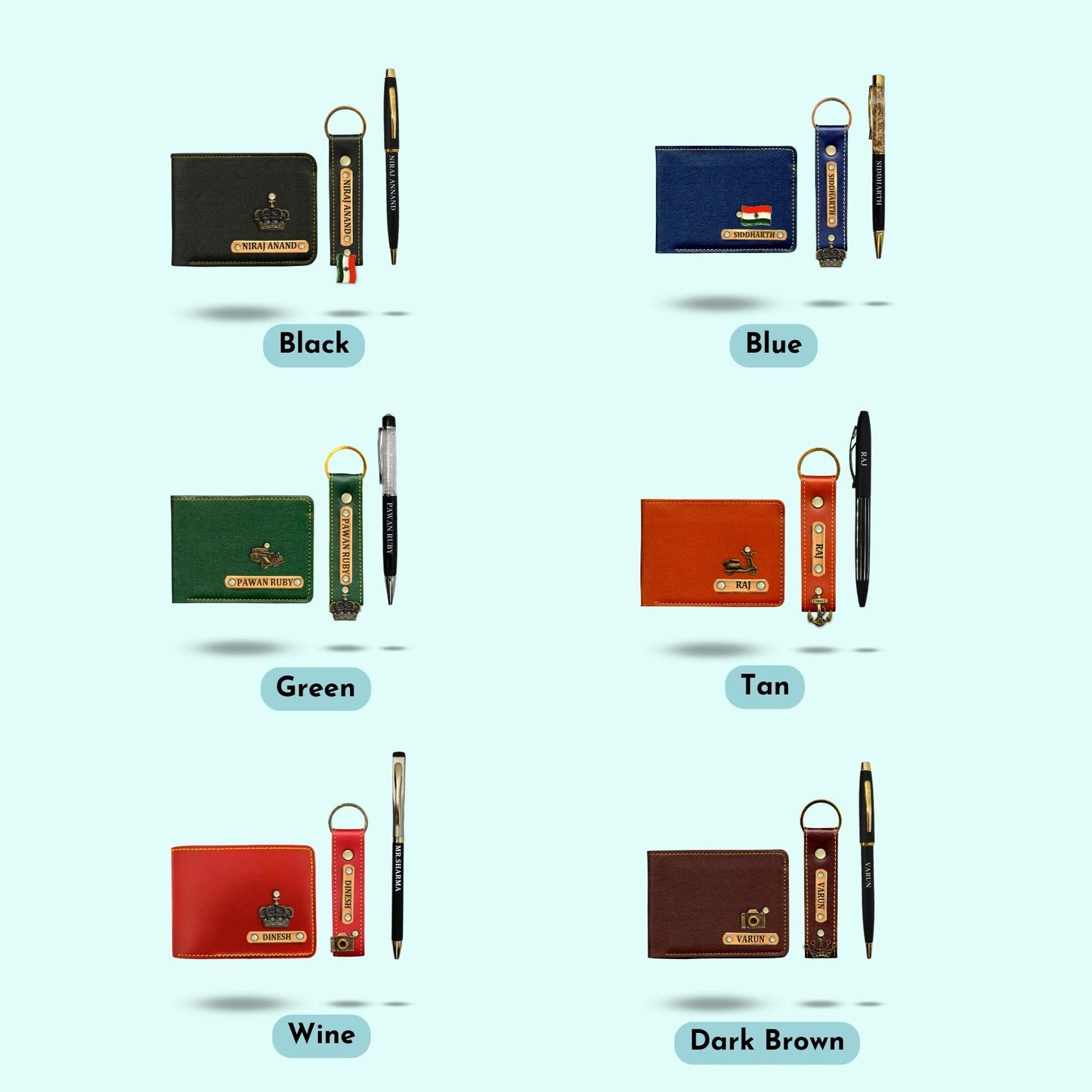 Personalized 3-in-1 set for Men - Wallet, Keychain, Pen