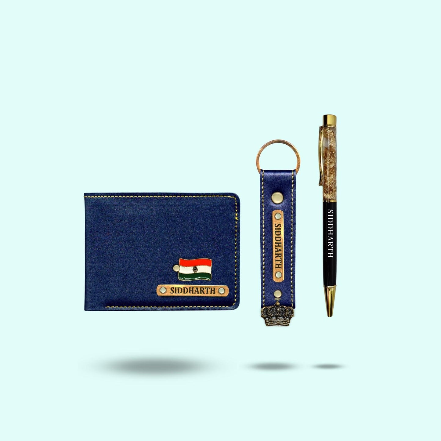 Personalized 3-in-1 set for Men - Wallet, Keychain, Pen