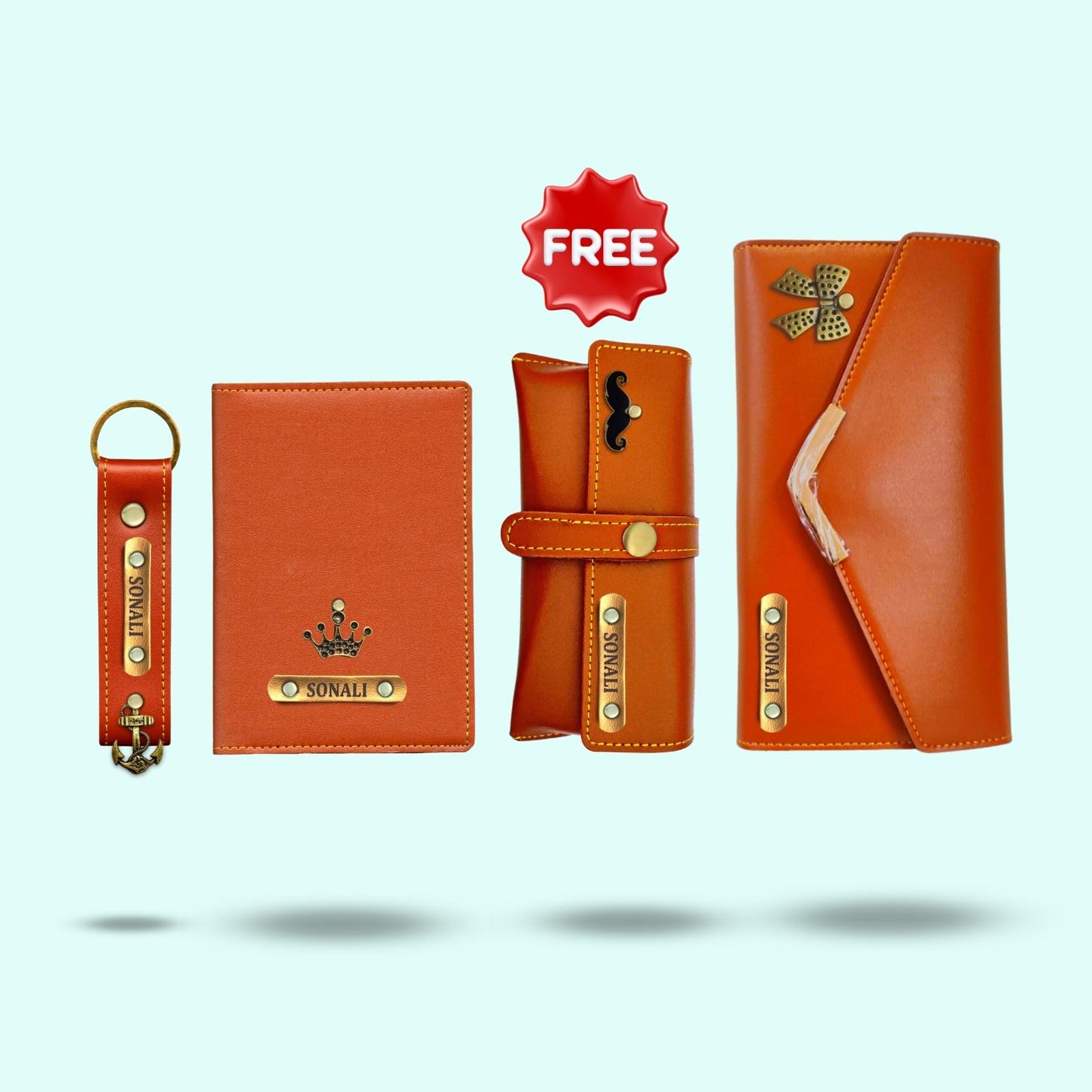 Personalized 4-in-1 Special Gift Hamper for Women - Includes 1 Free Sunglass Case - Tan