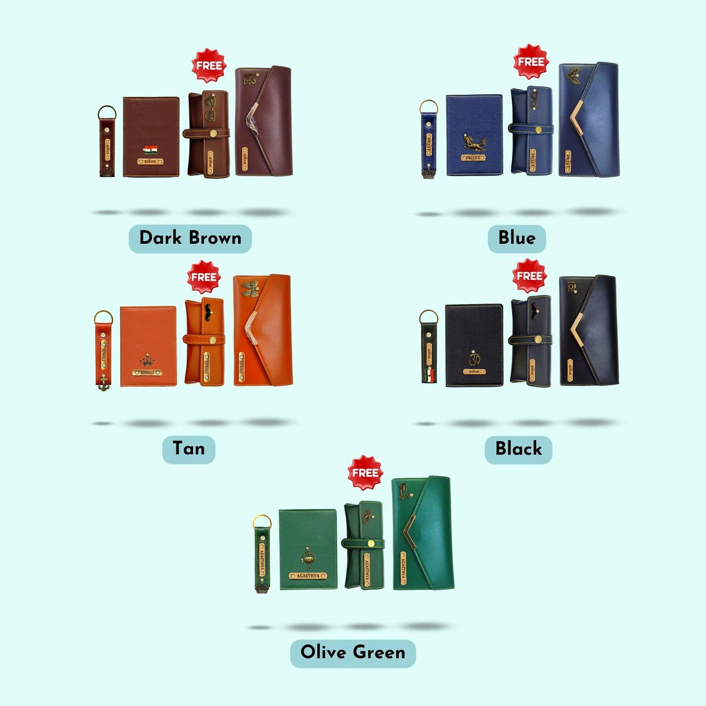 Personalized 4-in-1 Special Gift Hamper for Women - Includes 1 Free Sunglass Case - Tan