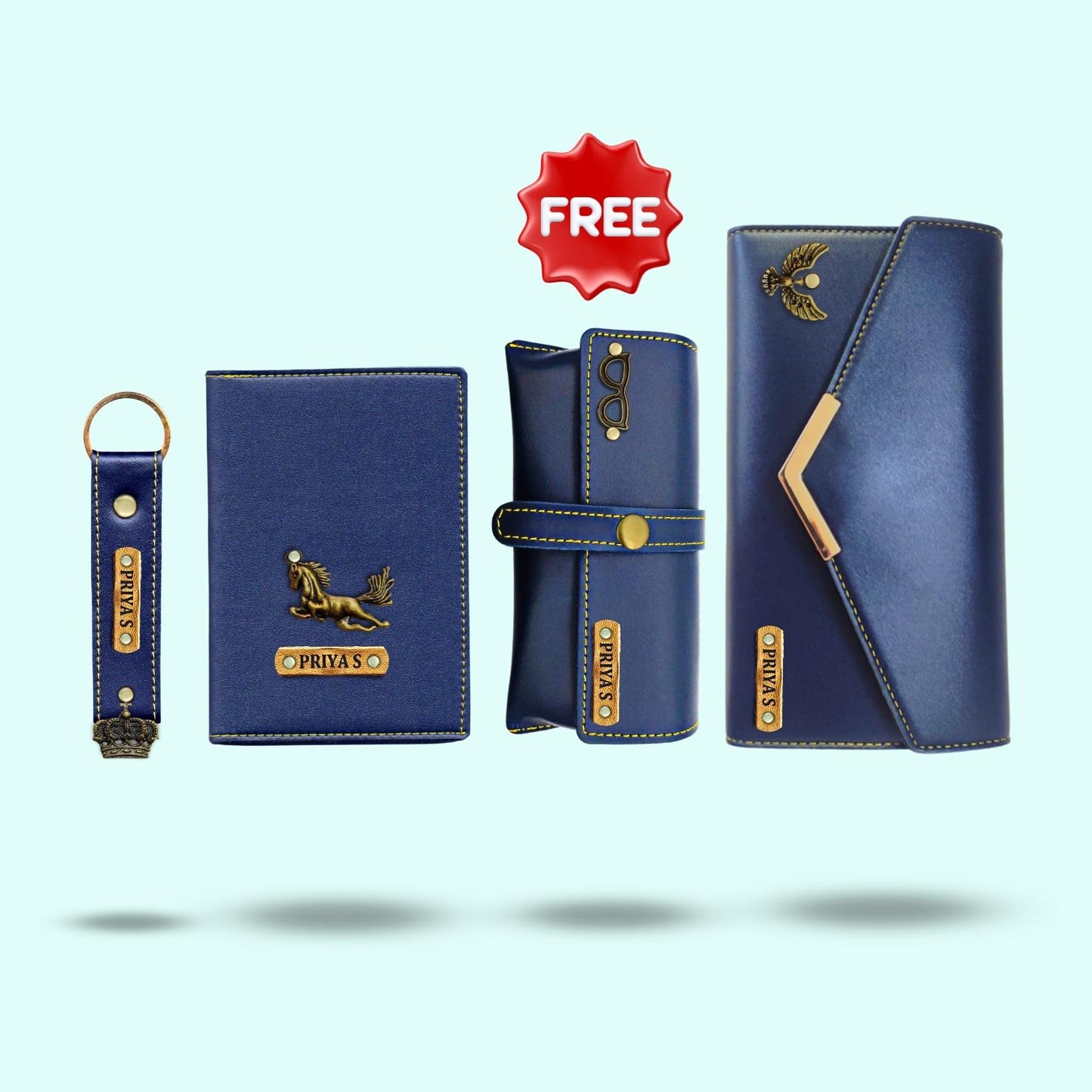 Personalized 4-in-1 Special Gift Hamper for Women - Includes 1 Free Sunglass Case - Dark Brown