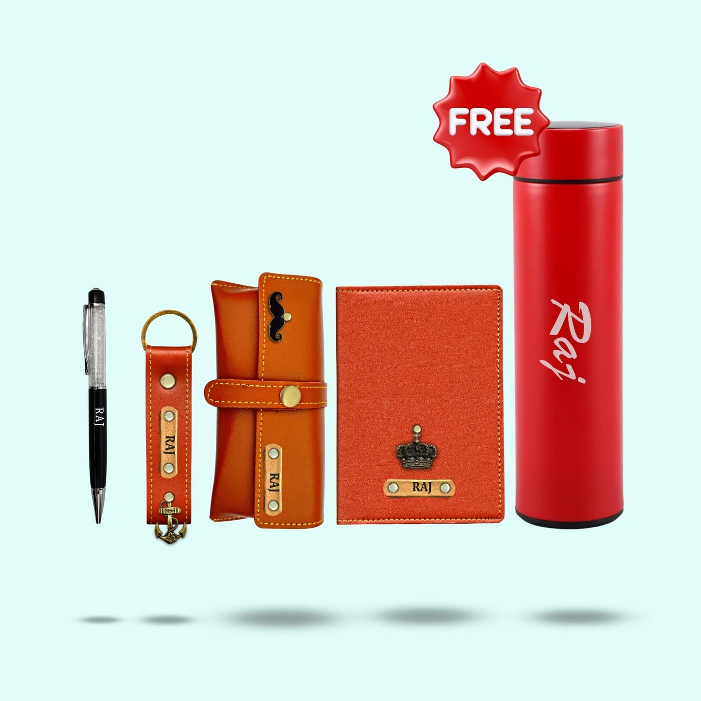 Personalized 5-in-1 Gift Set For Men and Women - Includes 1 Free Temperature Bottle