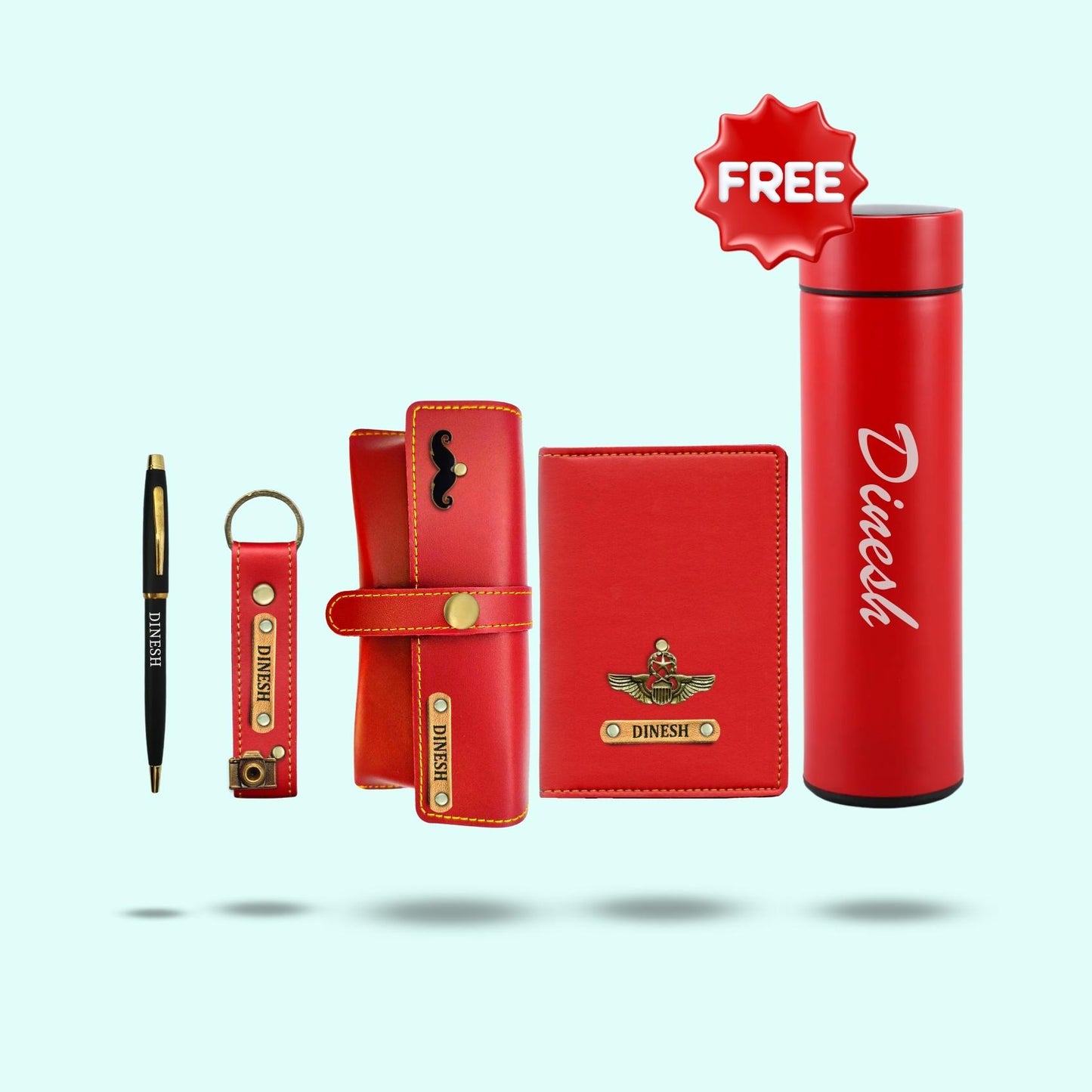 Personalized 5-in-1 Gift Set For Men and Women - Includes 1 Free Temperature Bottle