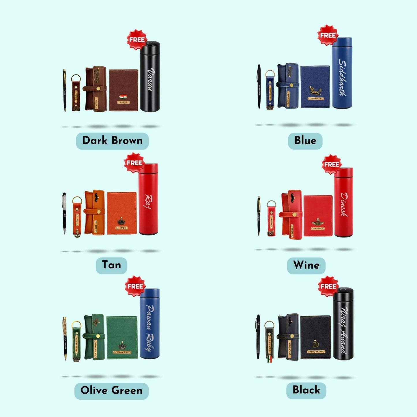 Personalized 5-in-1 Gift Set For Men and Women - Includes 1 Free Temperature Bottle