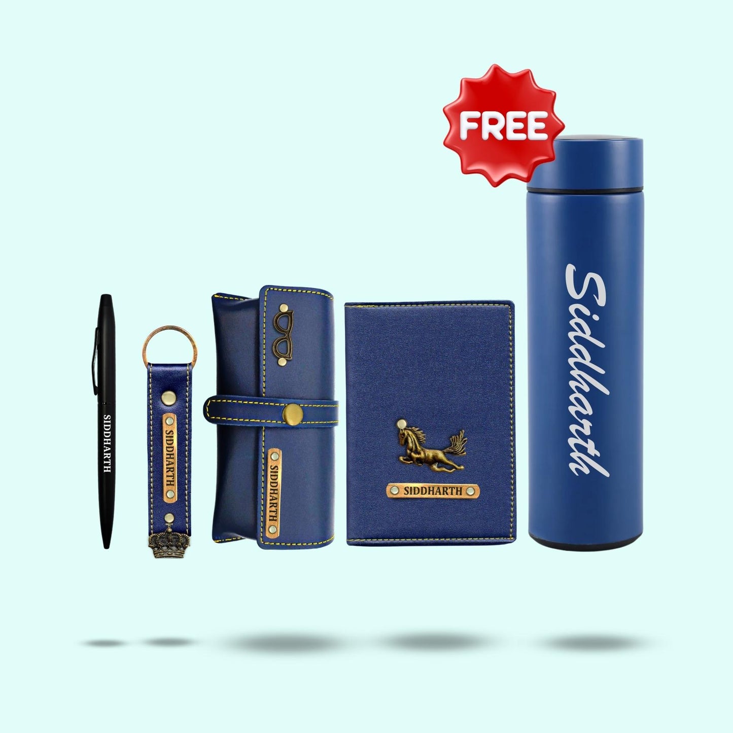 Personalized 5-in-1 Gift Set For Men and Women - Includes 1 Free Temperature Bottle