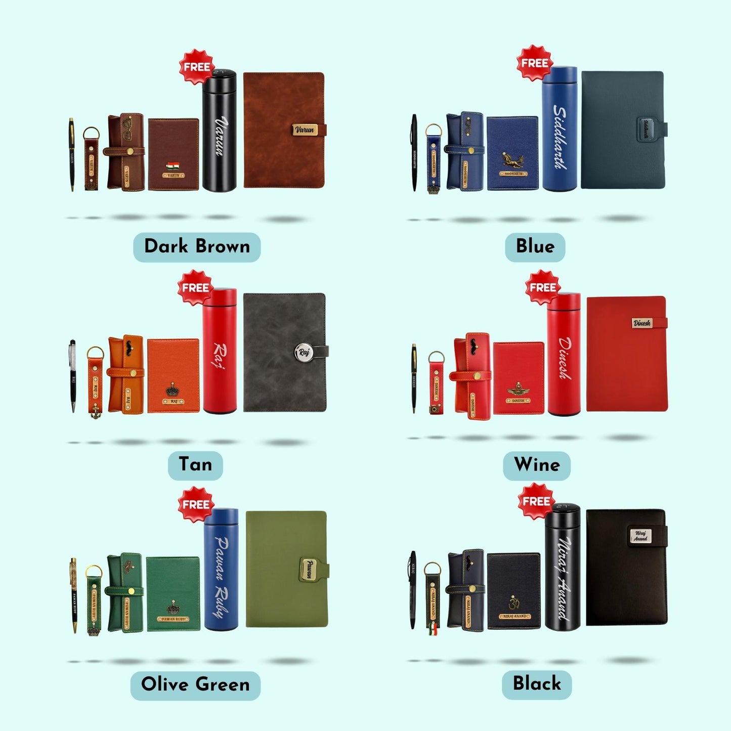 Personalized 6-in-1 Gift Set For Men and Women - Includes 1 Free Temperature Bottle