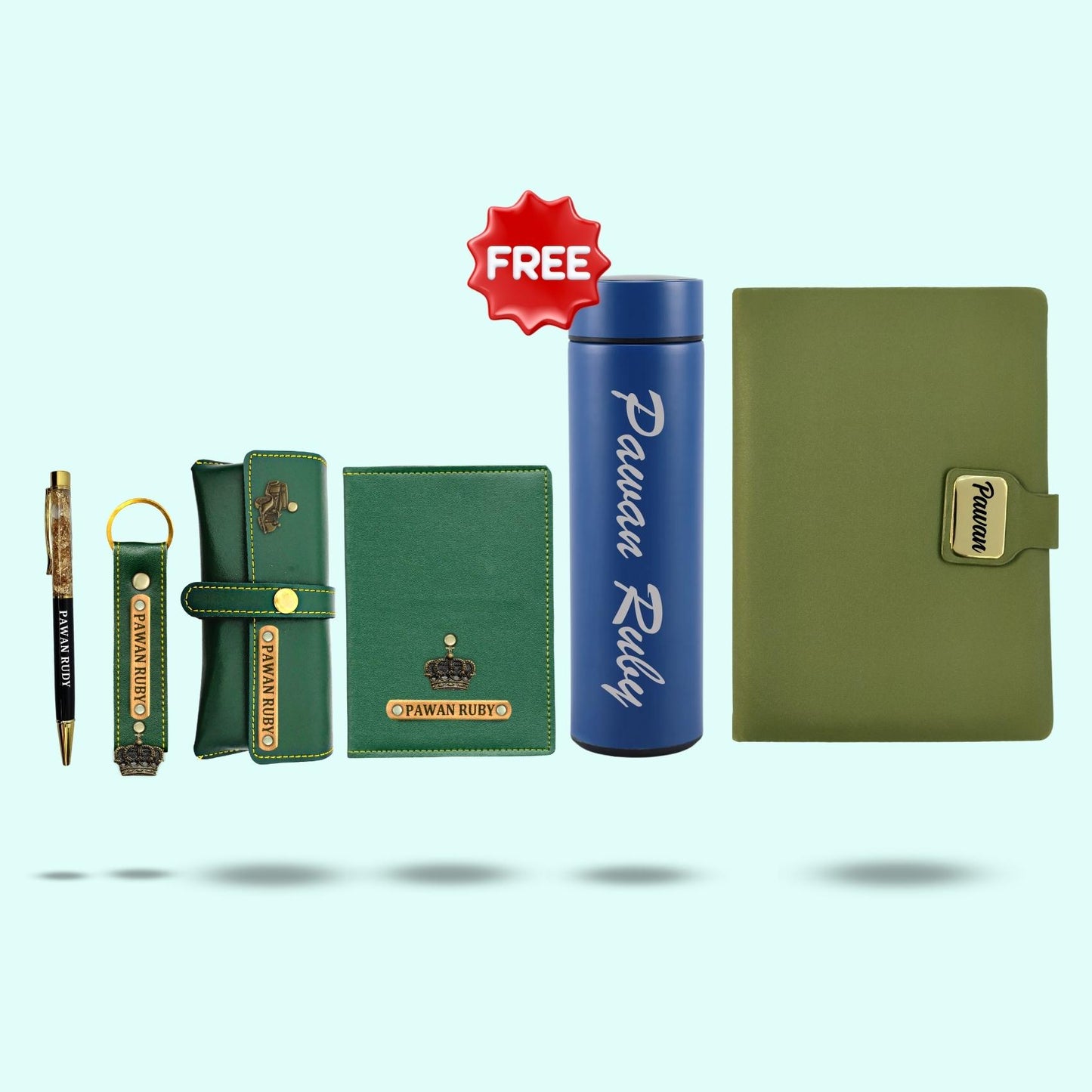 Personalized 6-in-1 Gift Set For Men and Women - Includes 1 Free Temperature Bottle