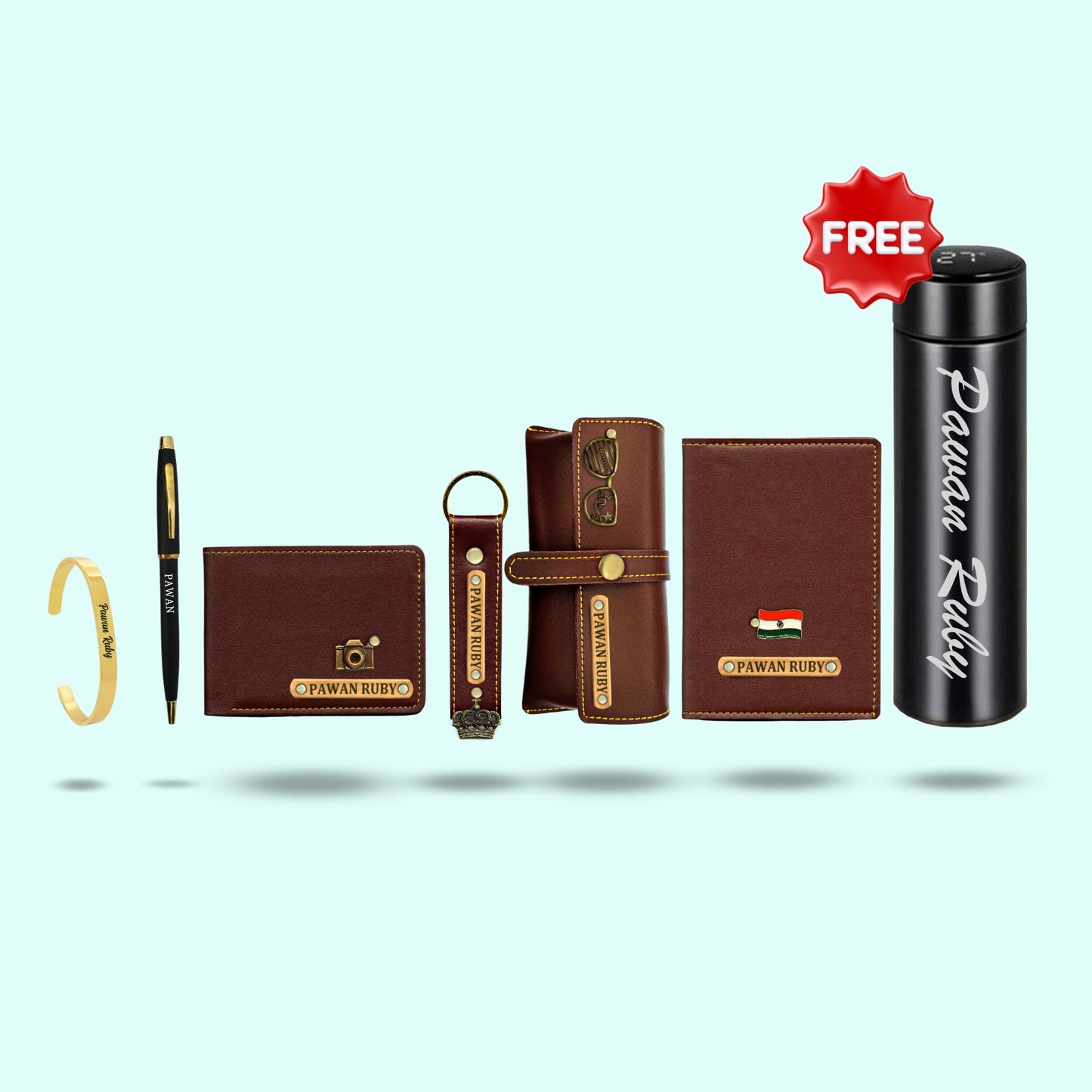 Personalized 6-in-1 Special Gift Hamper for Him ( Includes 1 Free Bottle ) - With Bracelet