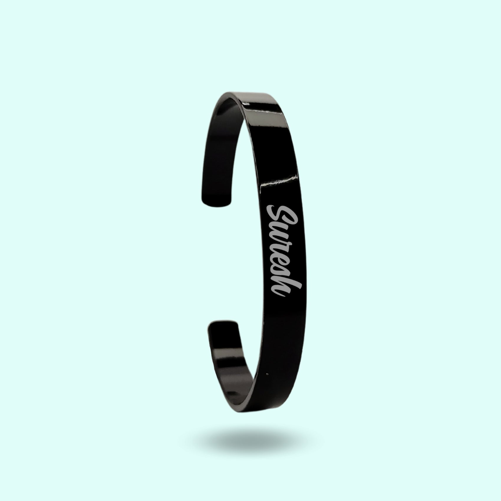 Personalised Cuff Bracelet Black Unisex