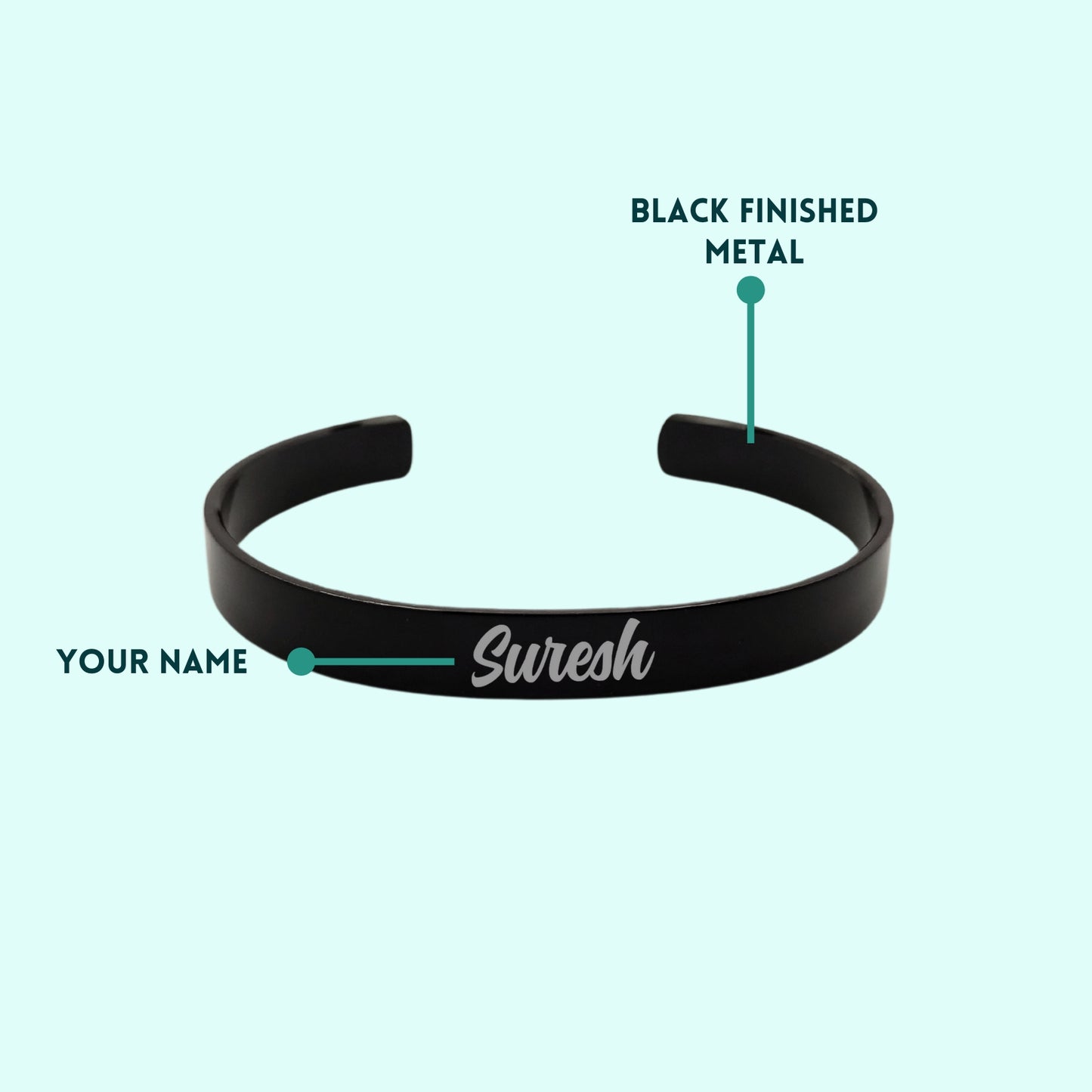 Personalised Cuff Bracelet Black - Unisex