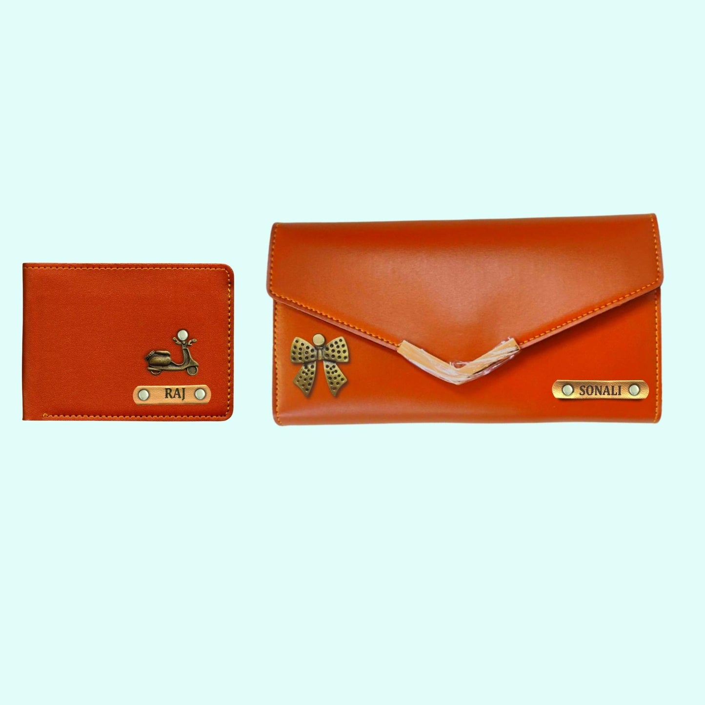 Personalized Wallets For Couples - Blue