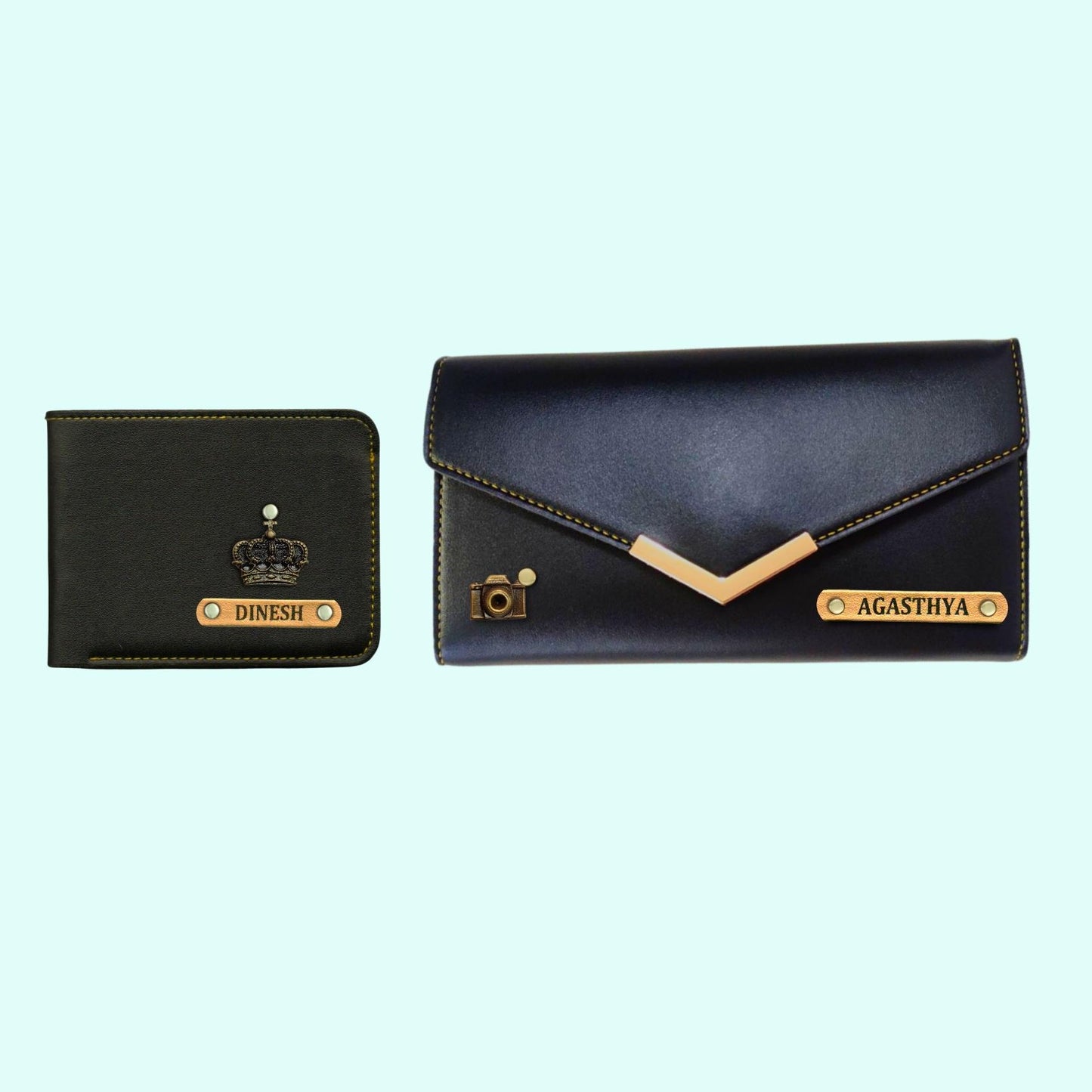 Personalized Wallets For Couples - Green