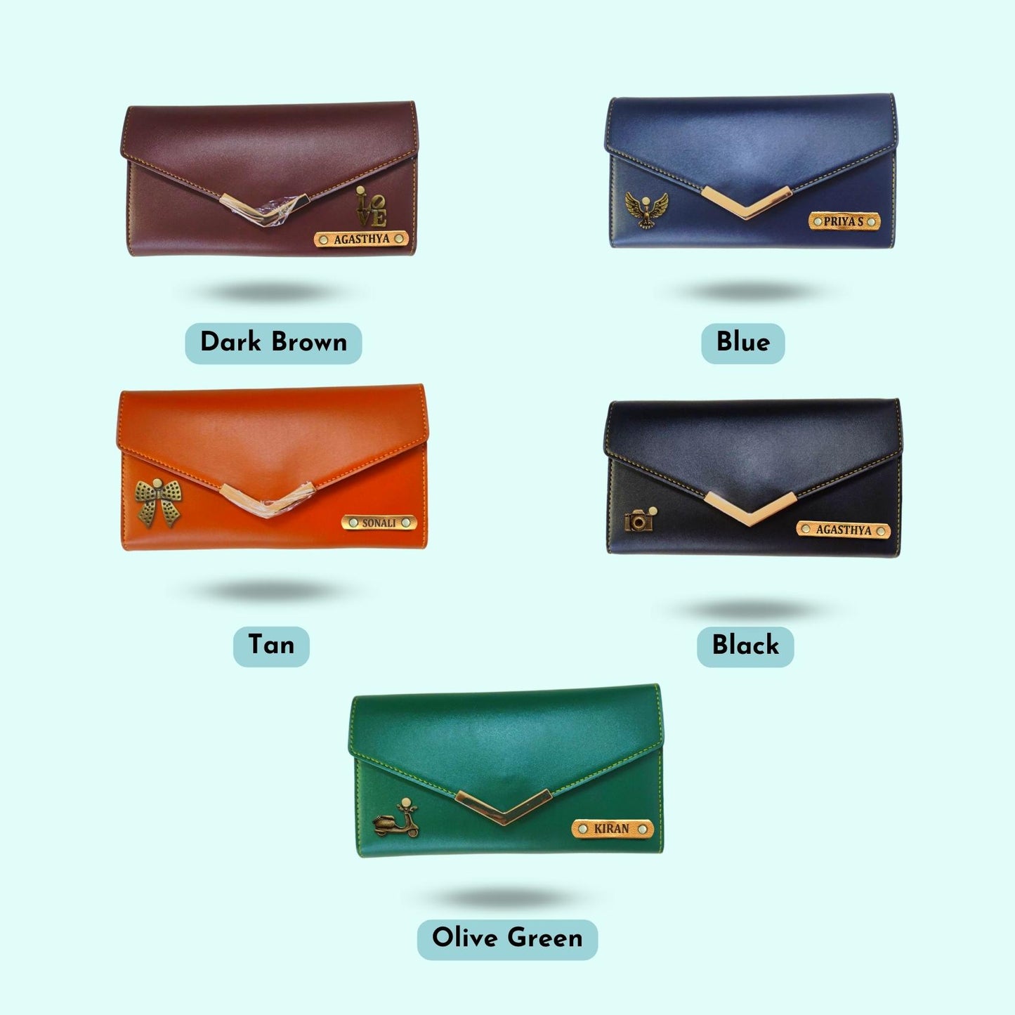 Personalized Wallets For Couples - Green