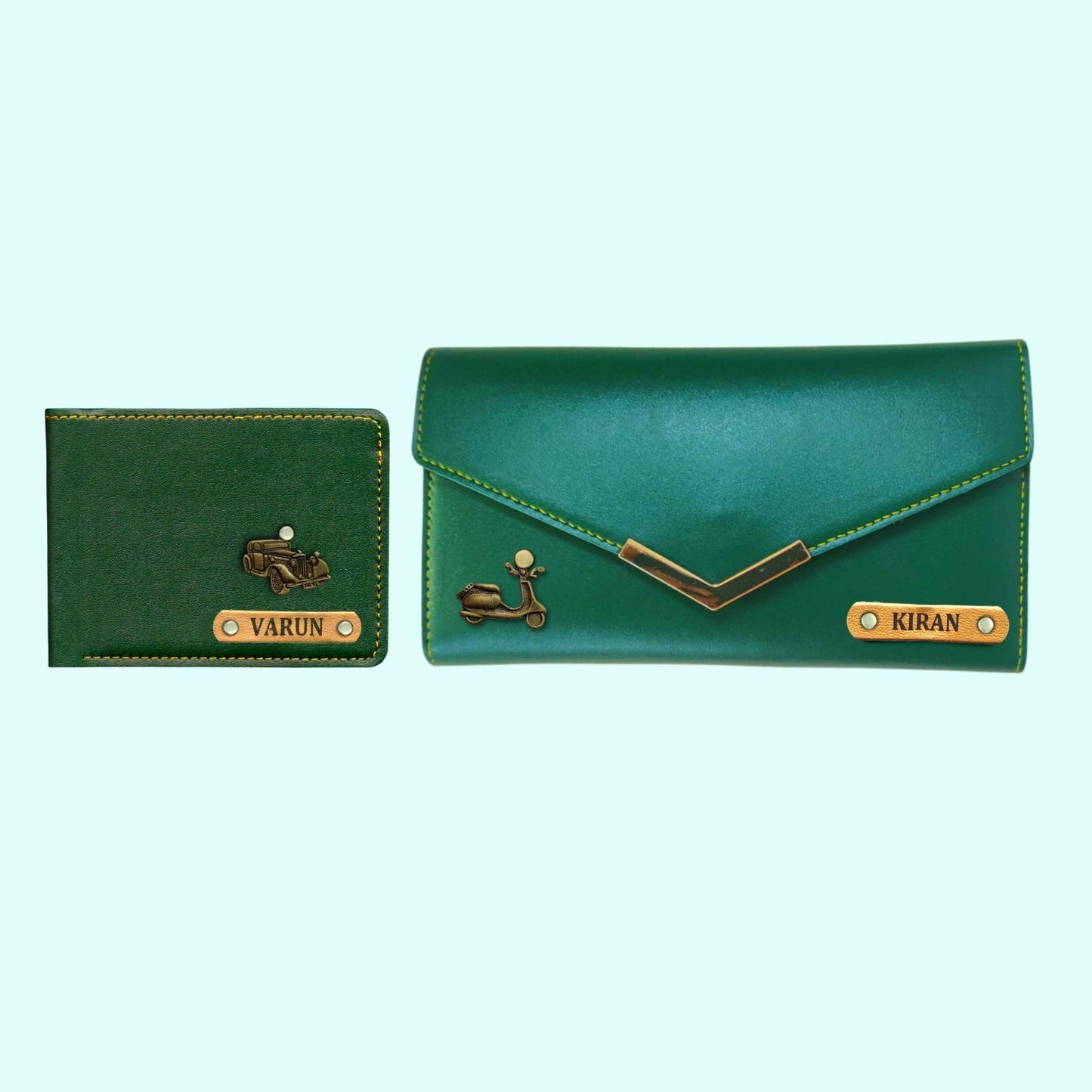 Personalized Wallets For Couples - Blue