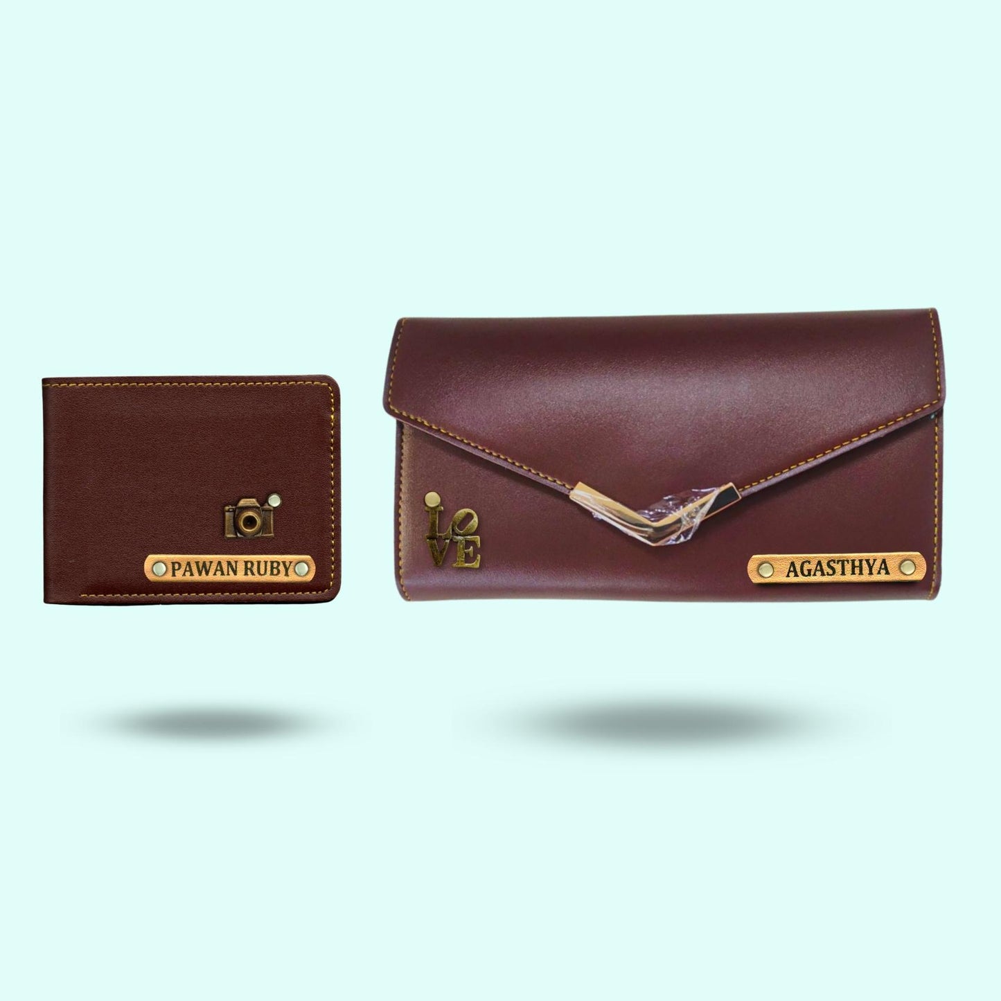 Personalized Wallets For Couples - Blue