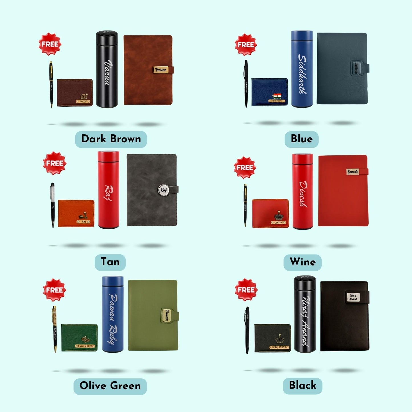 Personalized Men Hamper 4-in-1 Set - Wallet, Diary, Bottle, Pen