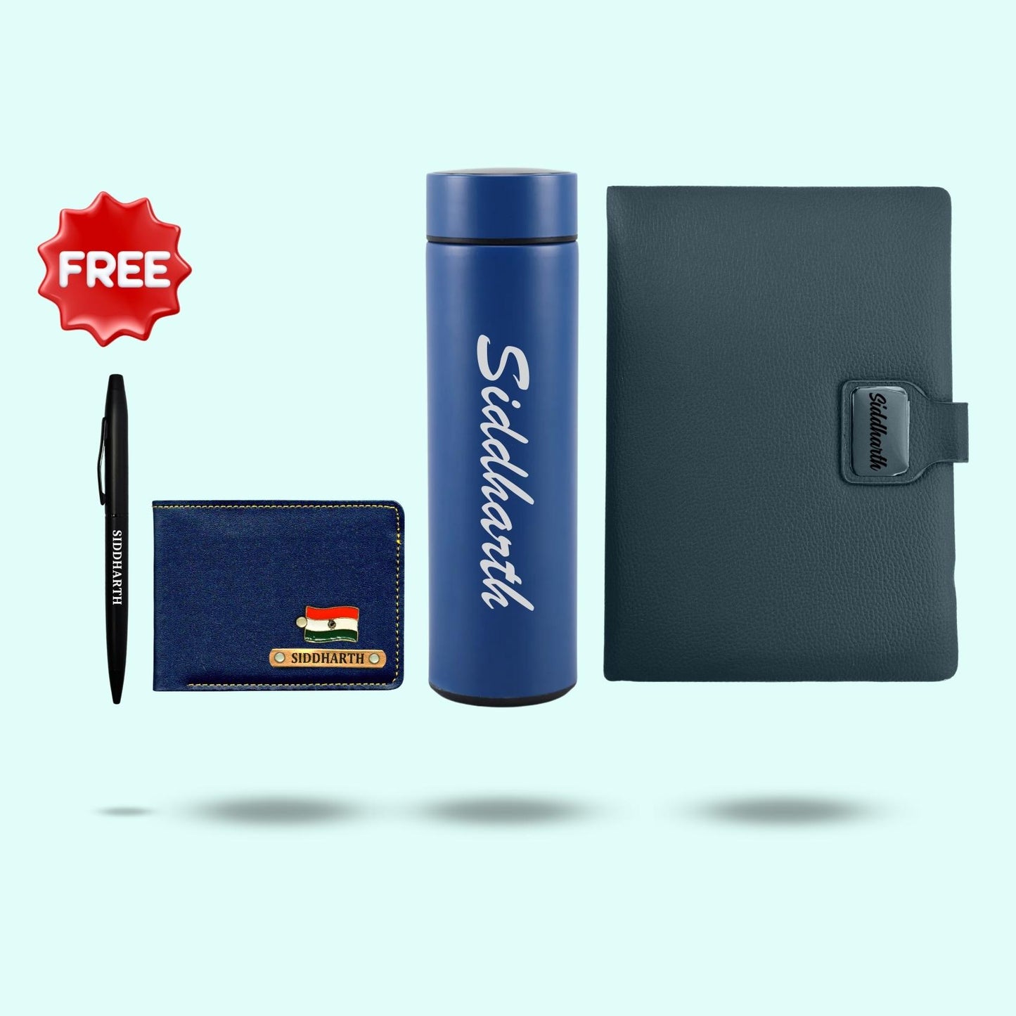 Personalized Men Hamper 4-in-1 Set - Wallet, Diary, Bottle, Pen