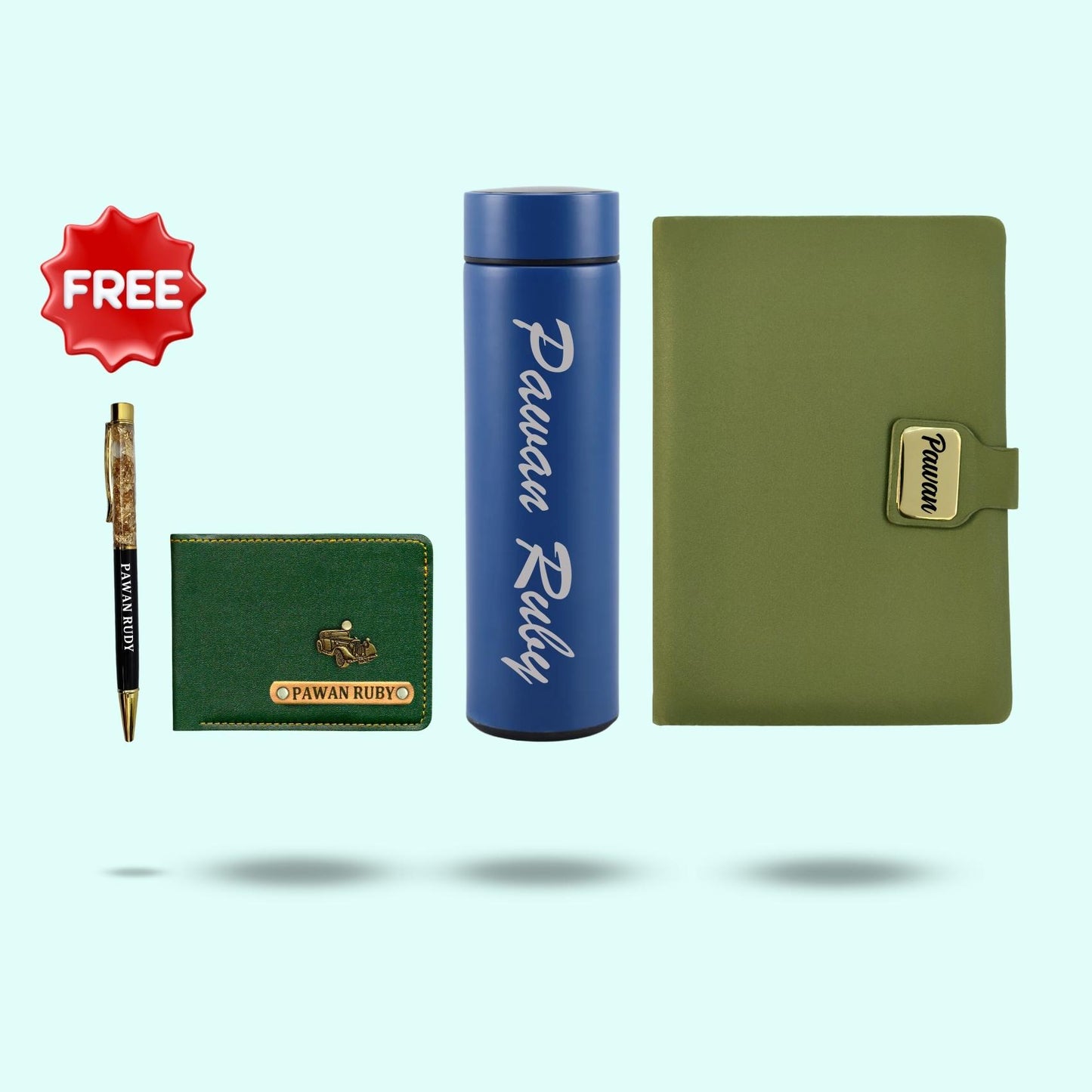 Personalized Men Hamper 4-in-1 Set - Wallet, Diary, Bottle, Pen