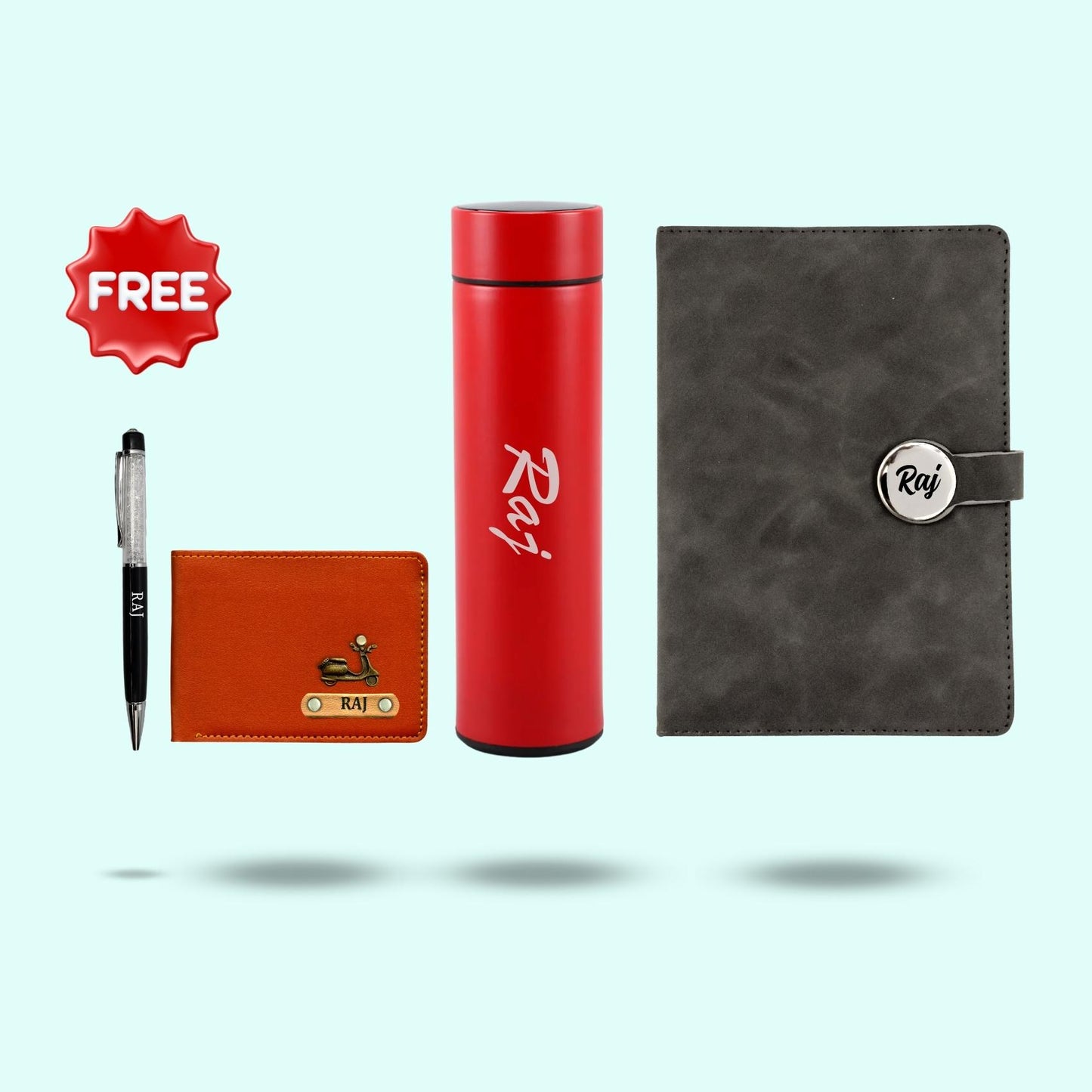 Personalized Men Hamper 4-in-1 Set - Wallet, Diary, Bottle, Pen