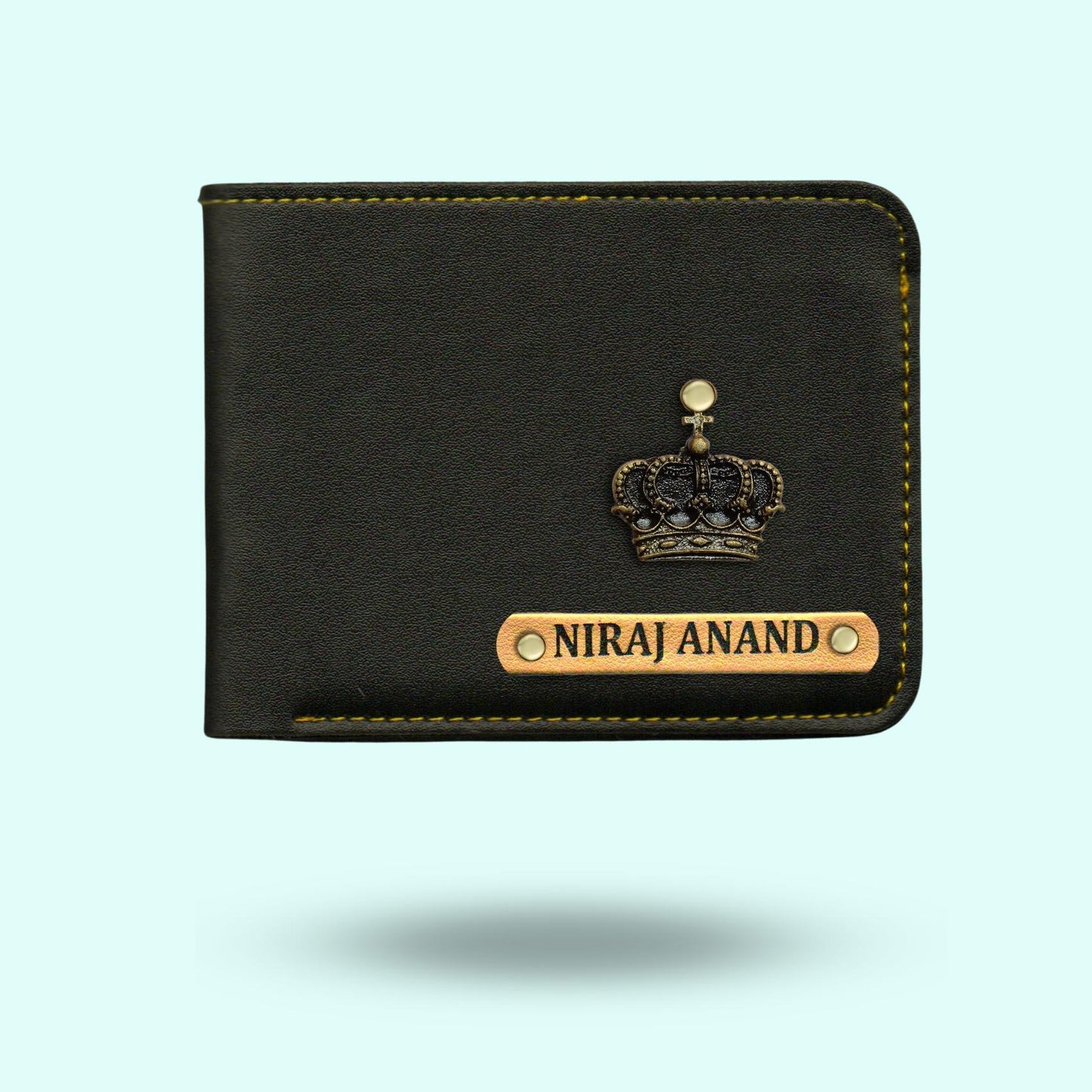 Personalized Mens Wallet With Charm - Olive Green