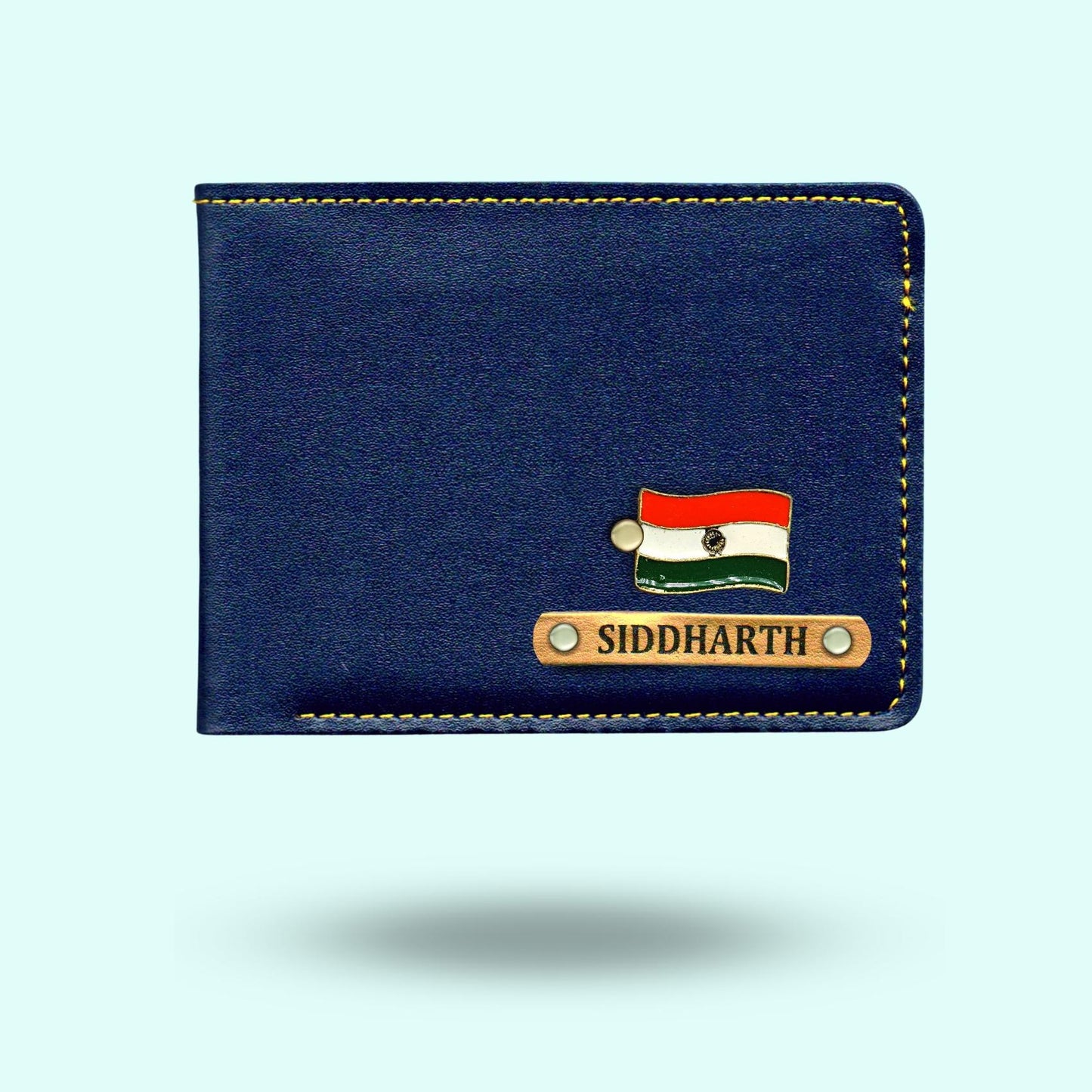 Personalized Mens Wallet With Charm - Dark Grey