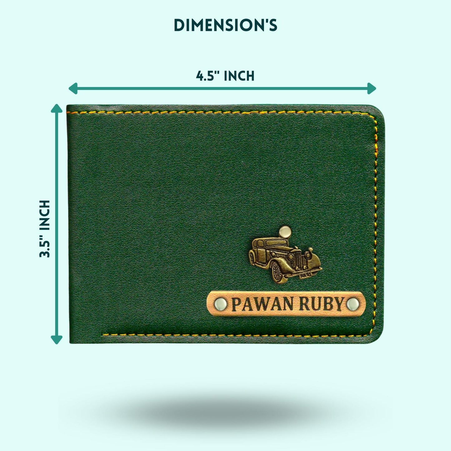 Personalized Mens Wallet With Charm - Olive Green