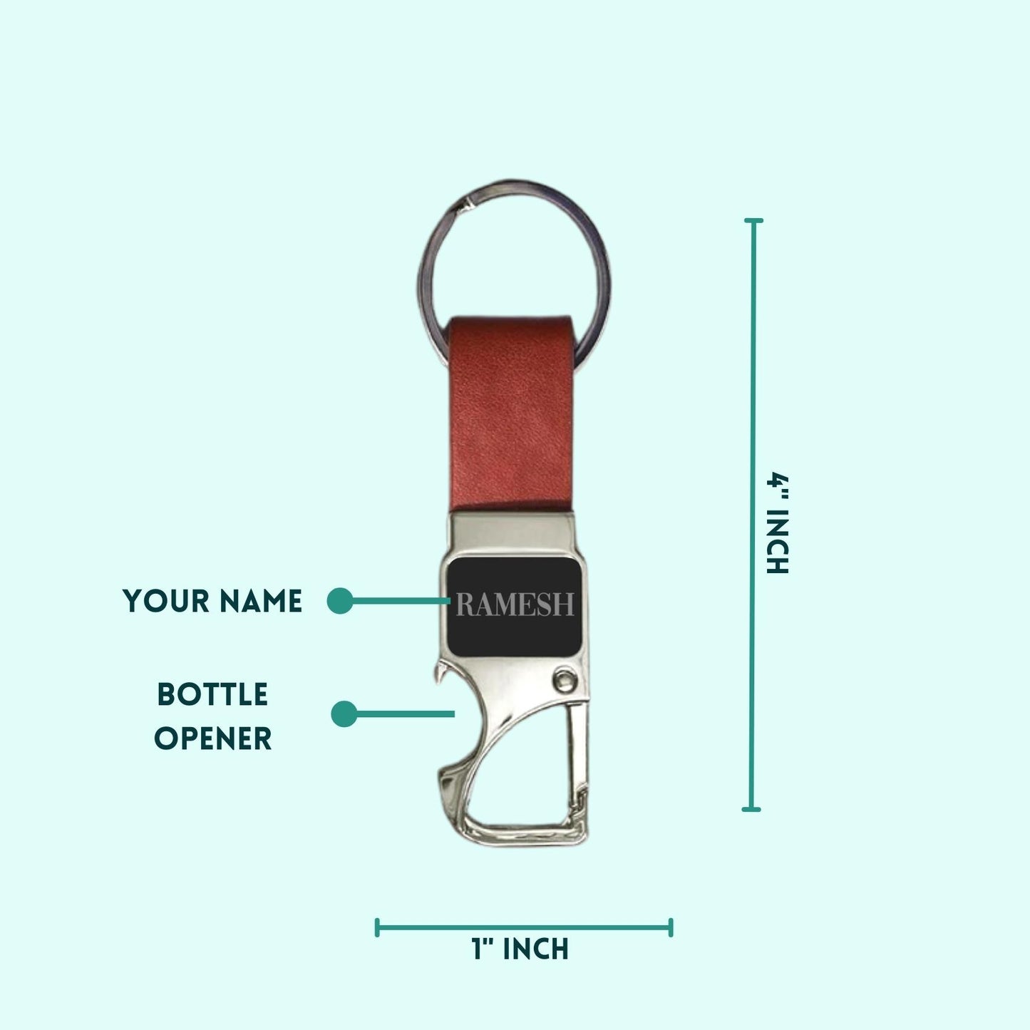 Personalized Premium Keychain With Bottle Opener - Brown