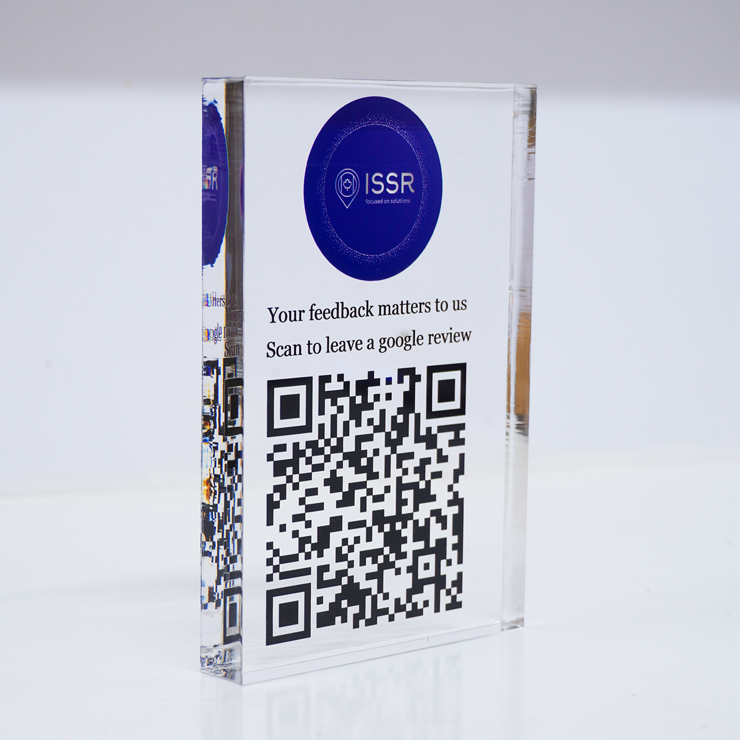 Custom QR Acrylic Block - Leave Us a Review | Personalized Review QR Display