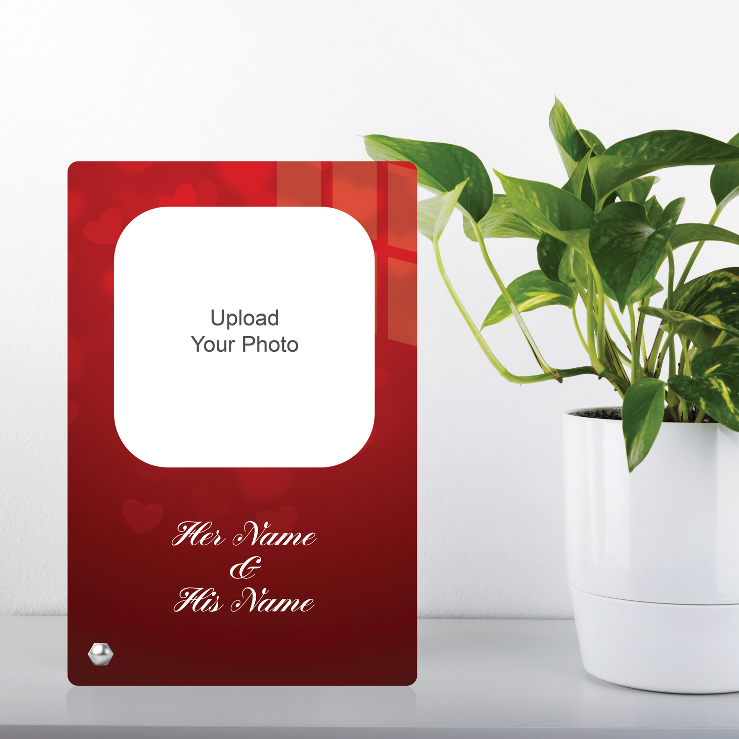 Hearts Love with Square Design Photo Stand For Showcase or Desktop