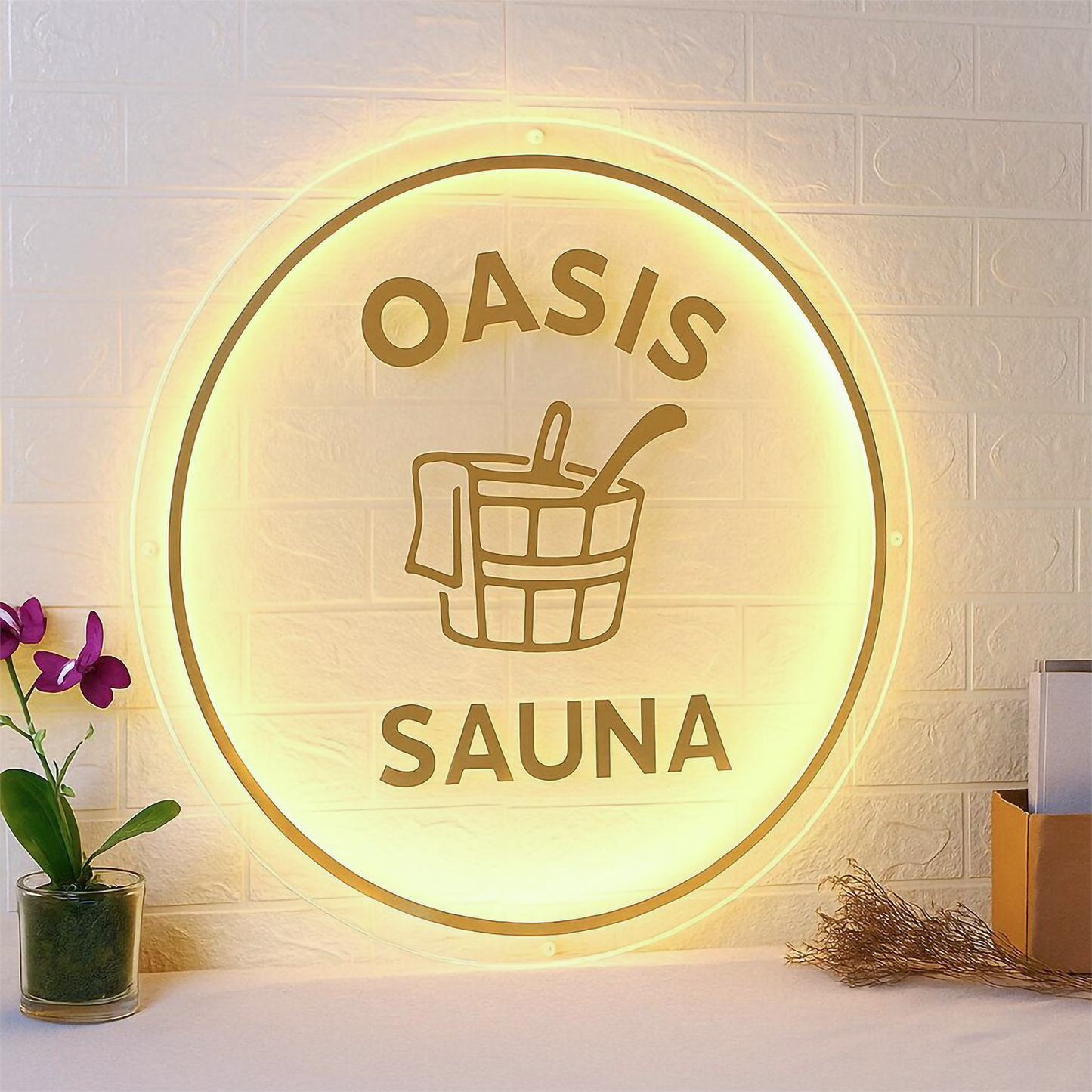 Custom 3D Clear Acrylic Round Business Logo LED Signs