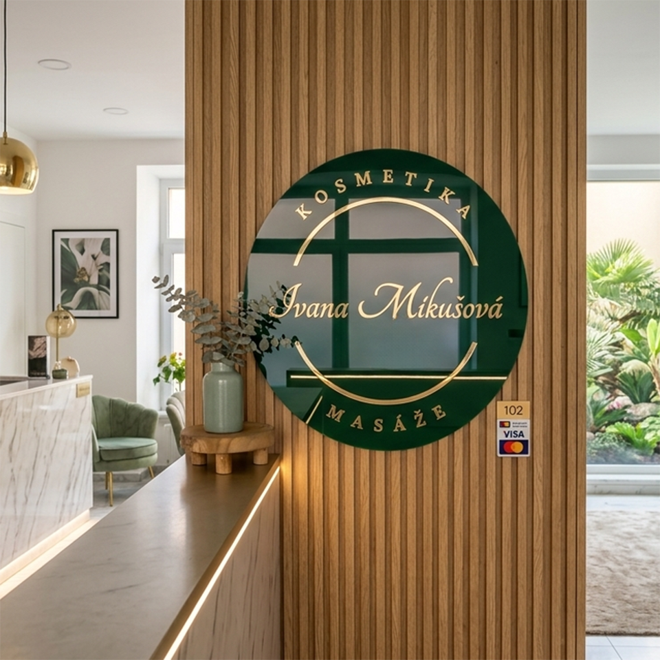 Royal Green Glossy 3D Acrylic Salon & Reception Signboard