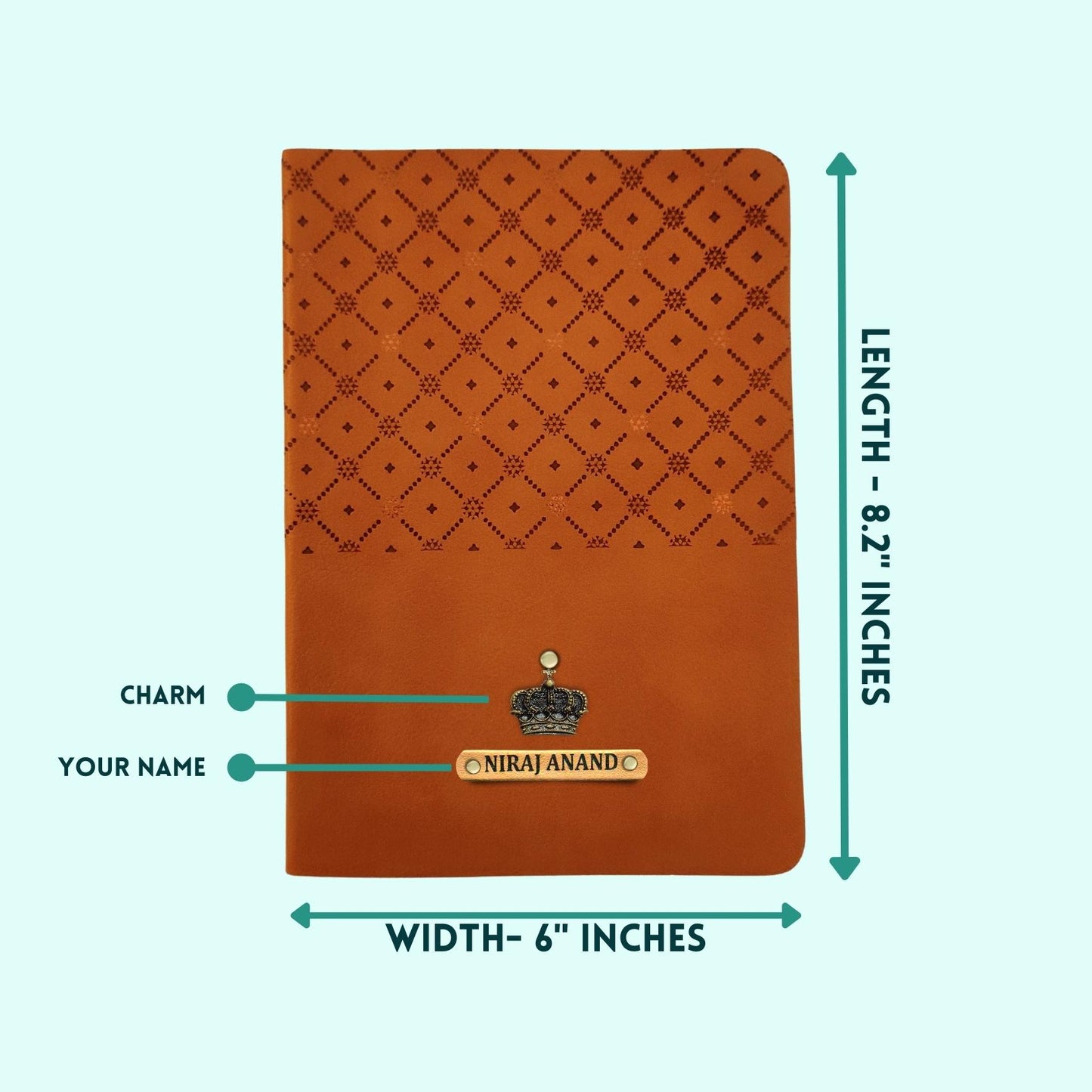 Personalized Tan PU Leather A-5 Premium Notebook