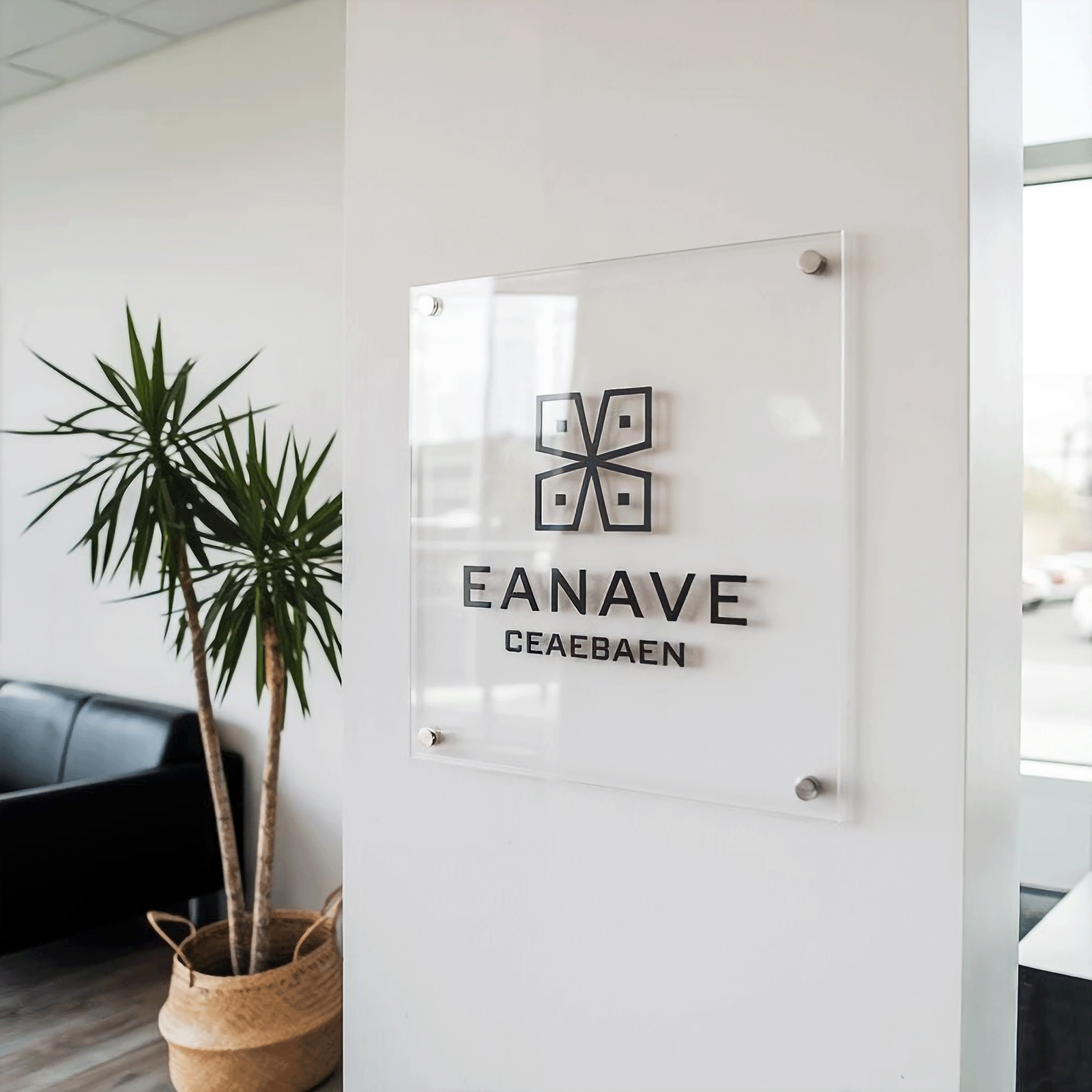 Custom Transparent Acrylic Square Business Logo Signs - UV Printed