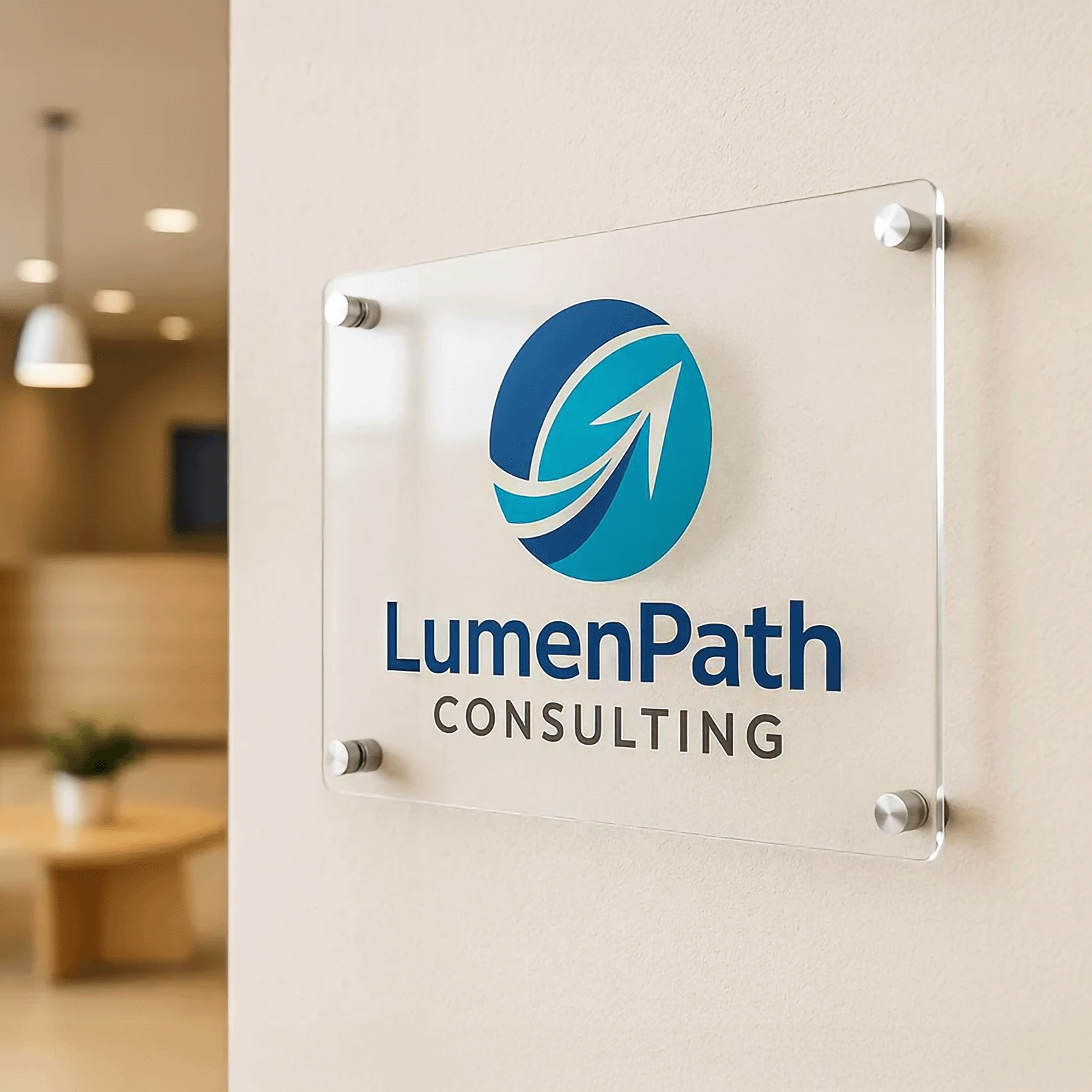 Custom Transparent Acrylic Square Business Logo Signs - UV Printed