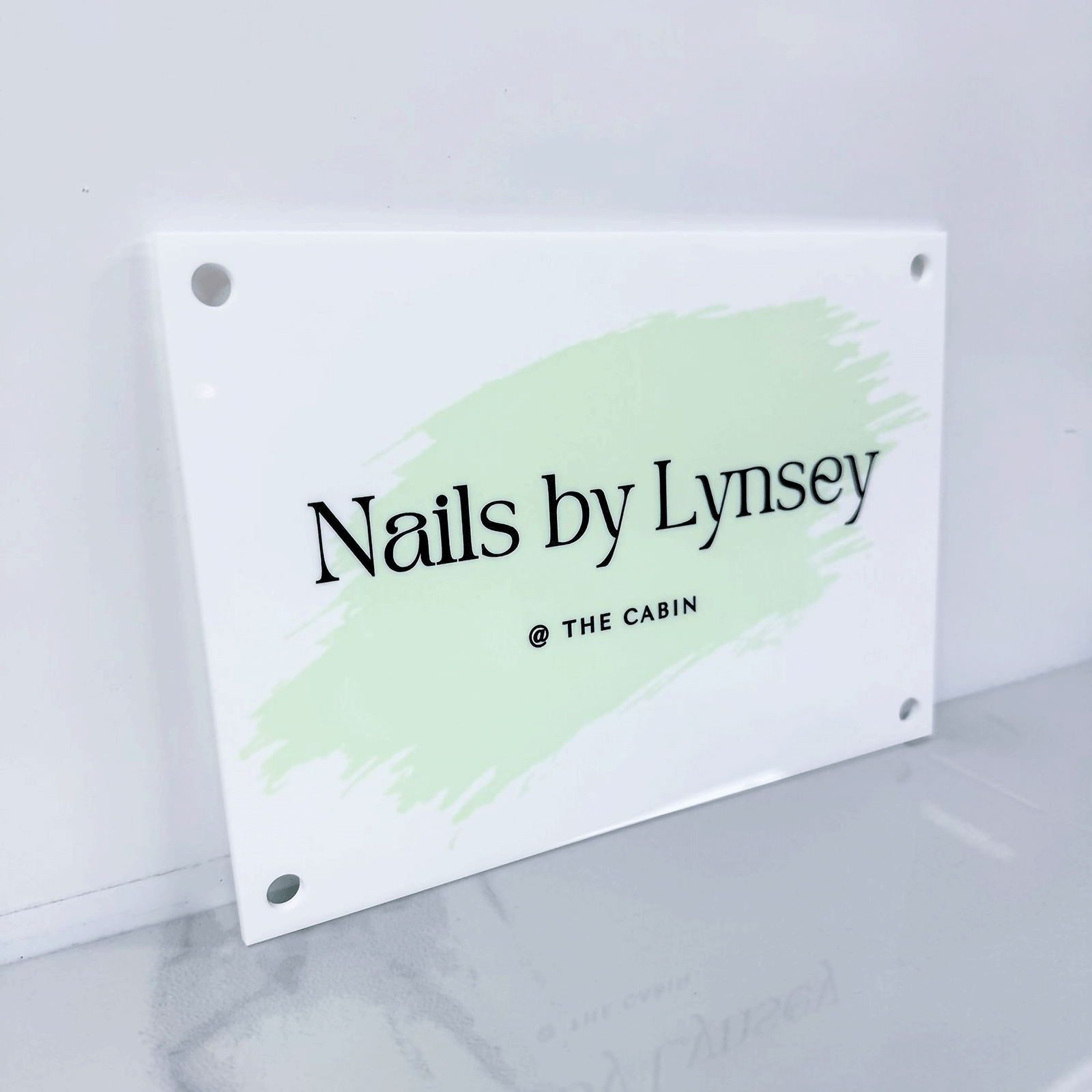 Custom White Acrylic Rectangular Business Logo Signs - UV Printed