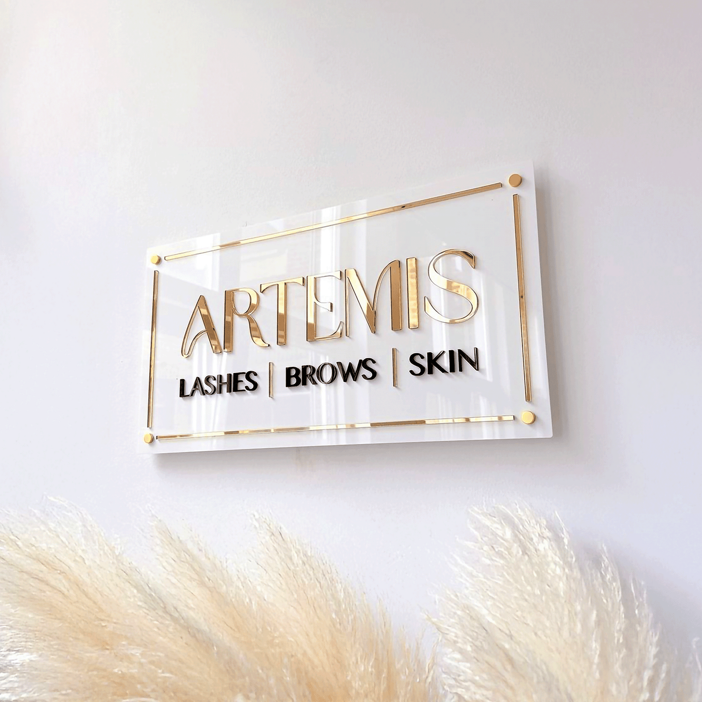 Custom White 3D Acrylic Rectangular Business Logo Signs