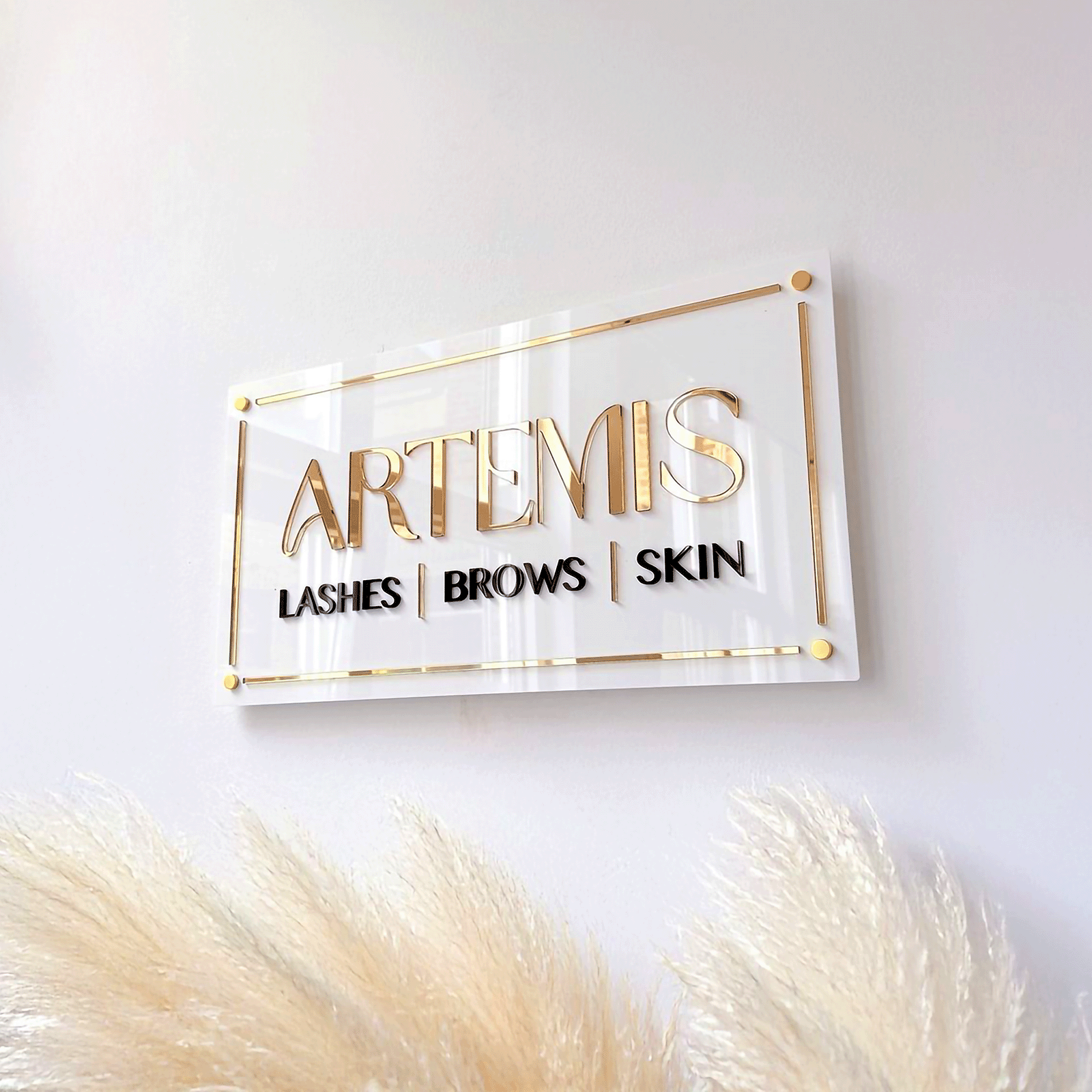 Custom White 3D Acrylic Rectangular Business Logo Signs