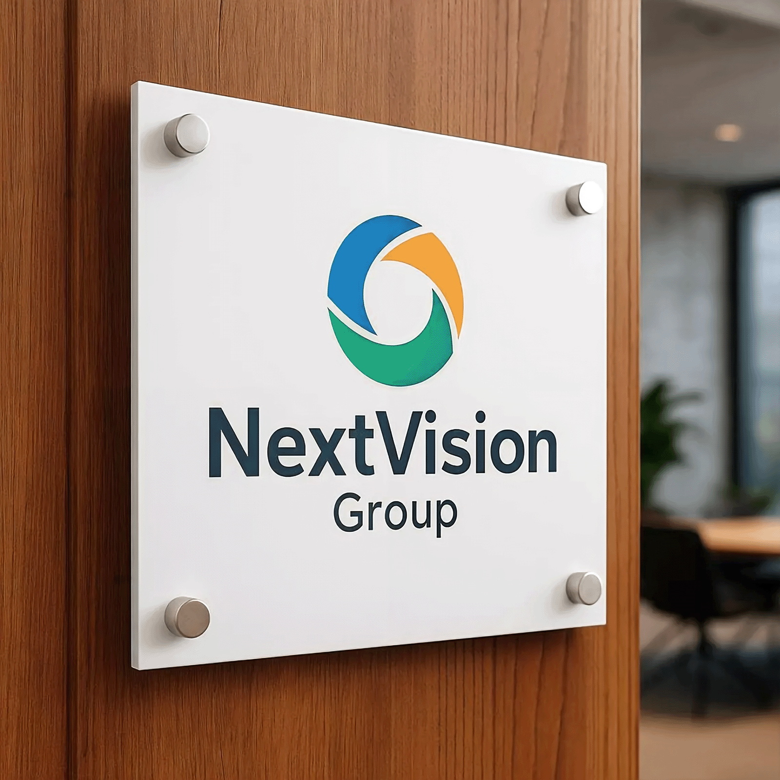 Custom White Acrylic Square Business Logo Signs - UV Printed