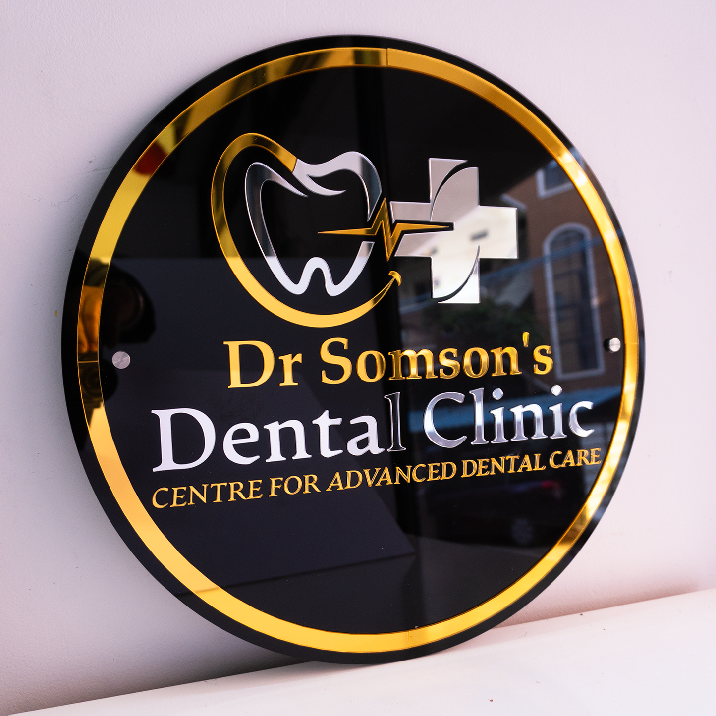 Custom 3D Black Acrylic Round Business Logo LED Signs