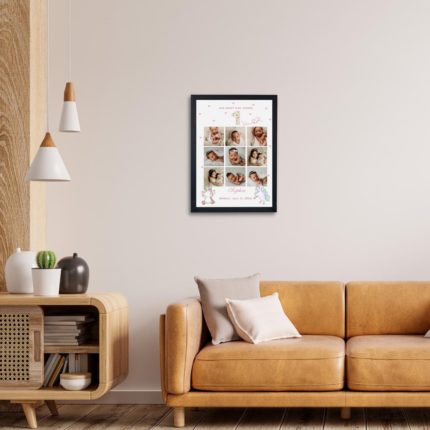 Personalized One Year Girl Frame