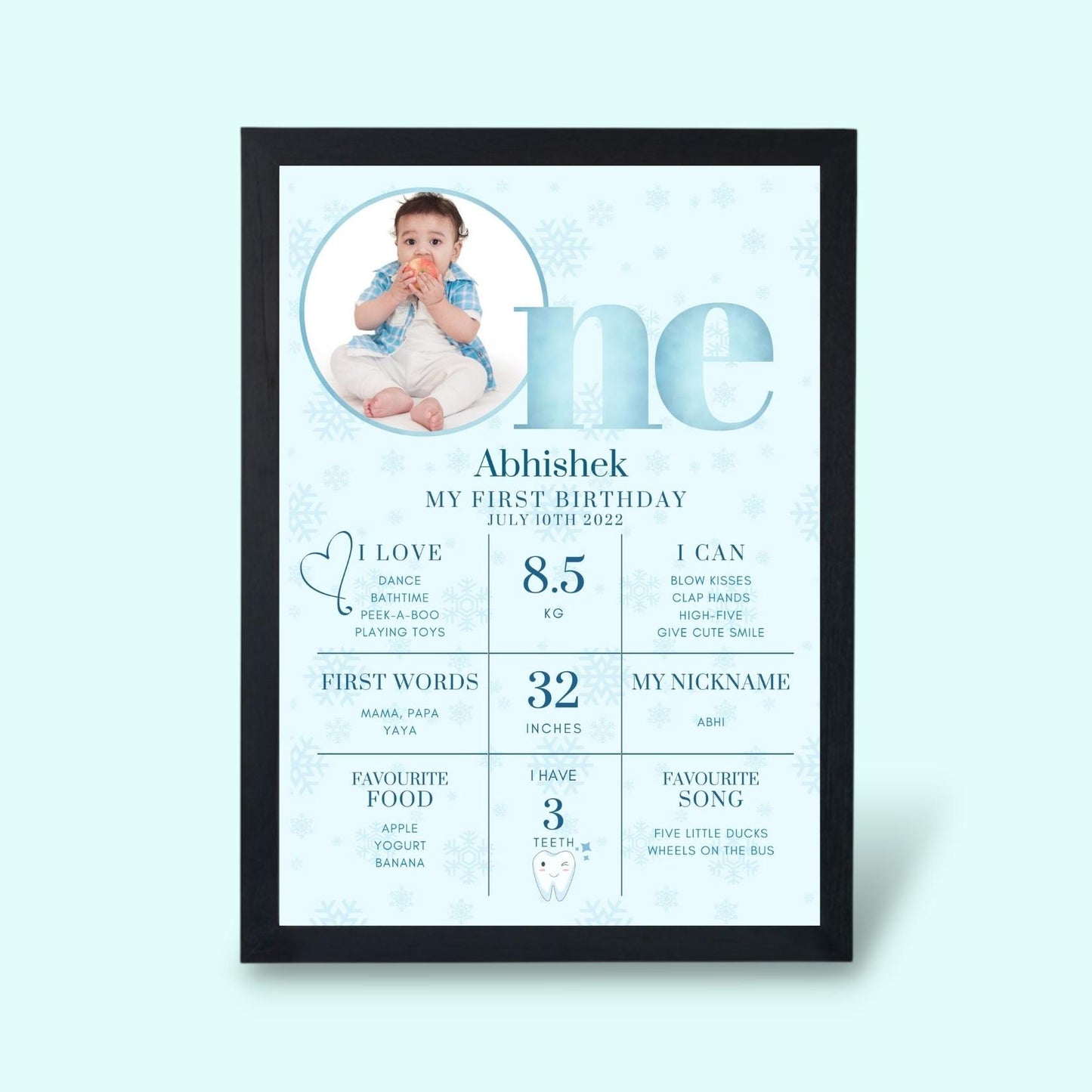 First Birthday Baby Frame - First Milestone