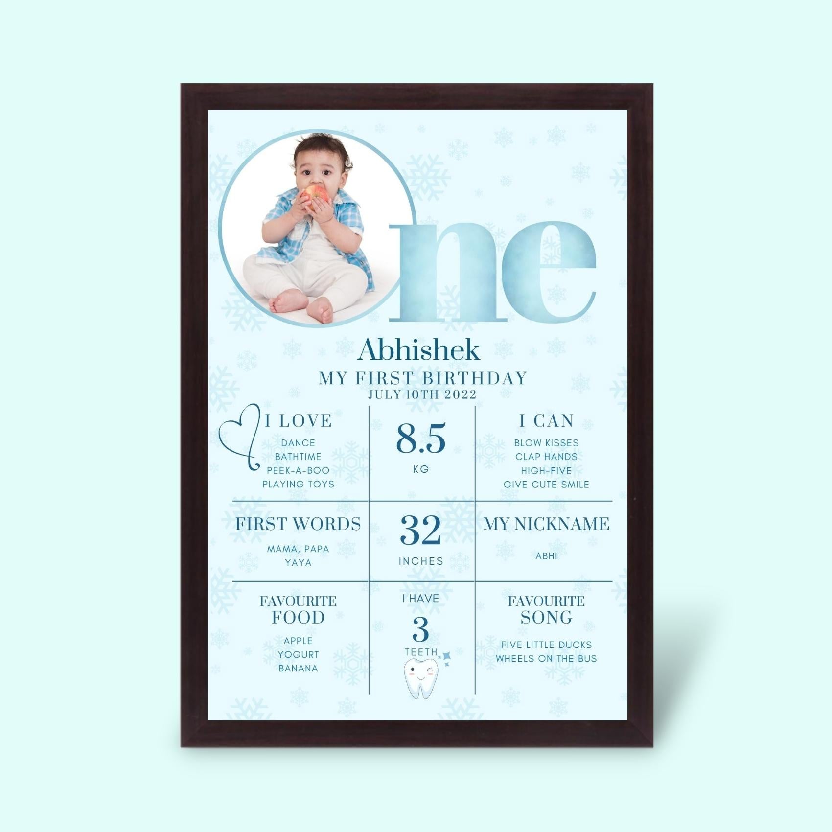 First Birthday Baby Frame - First Milestone