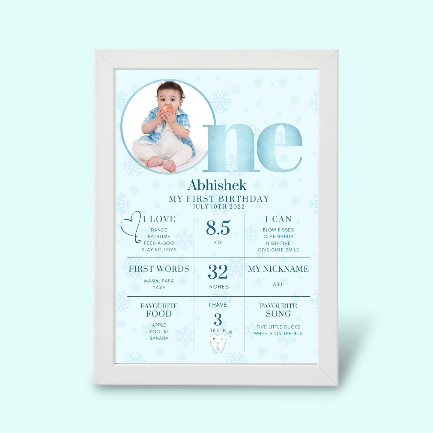 First Birthday Baby Frame - First Milestone