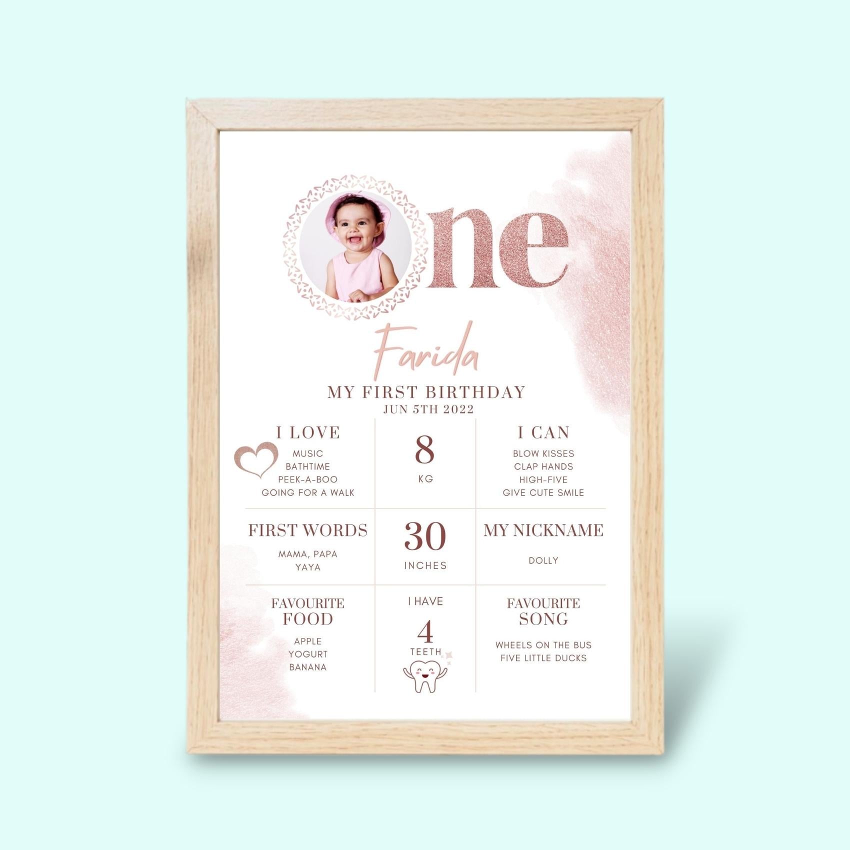 Personalized First Birthday Baby Frame