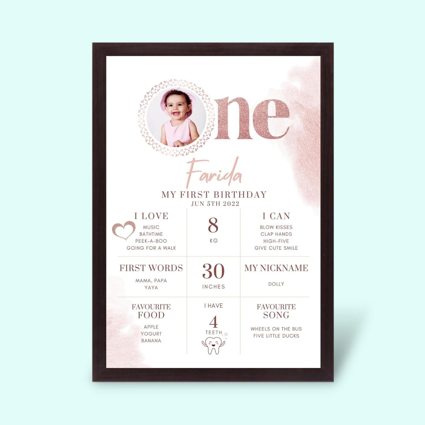 Personalized First Birthday Baby Frame