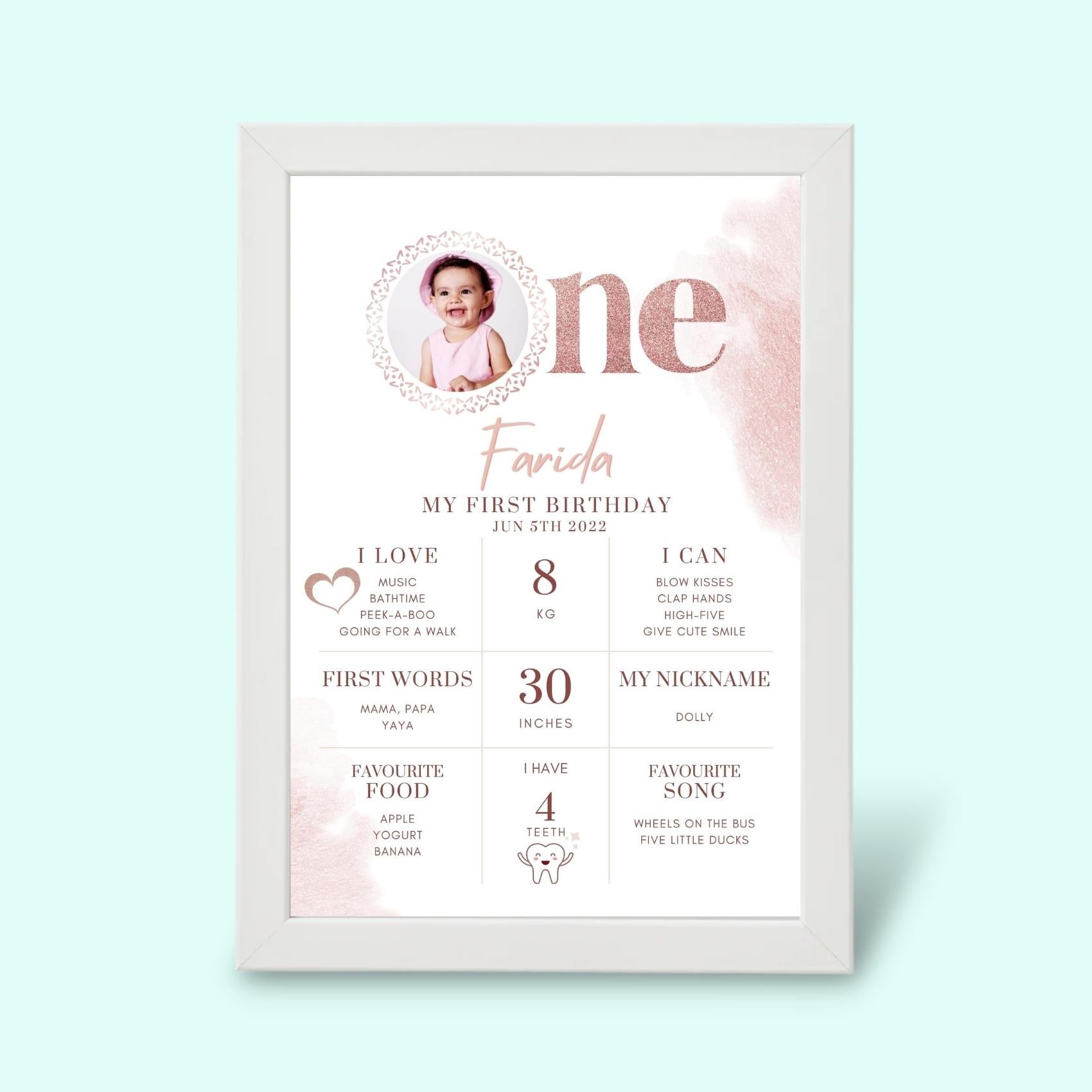 Personalized First Birthday Baby Frame