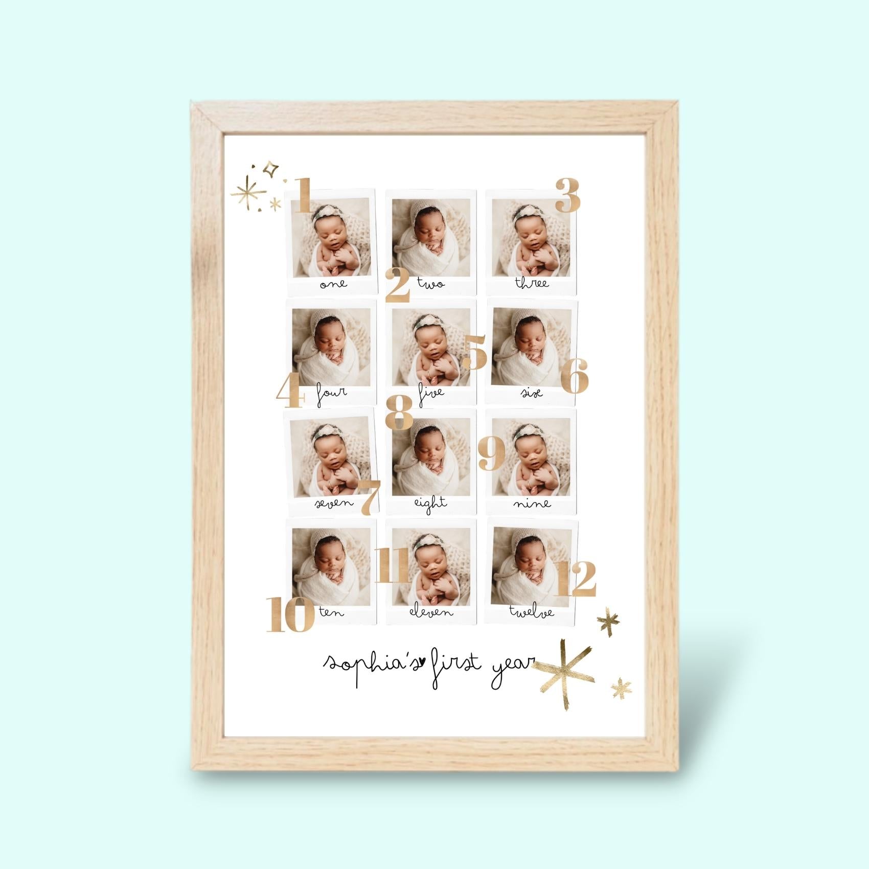 Personalized First Year Baby Collage Frame
