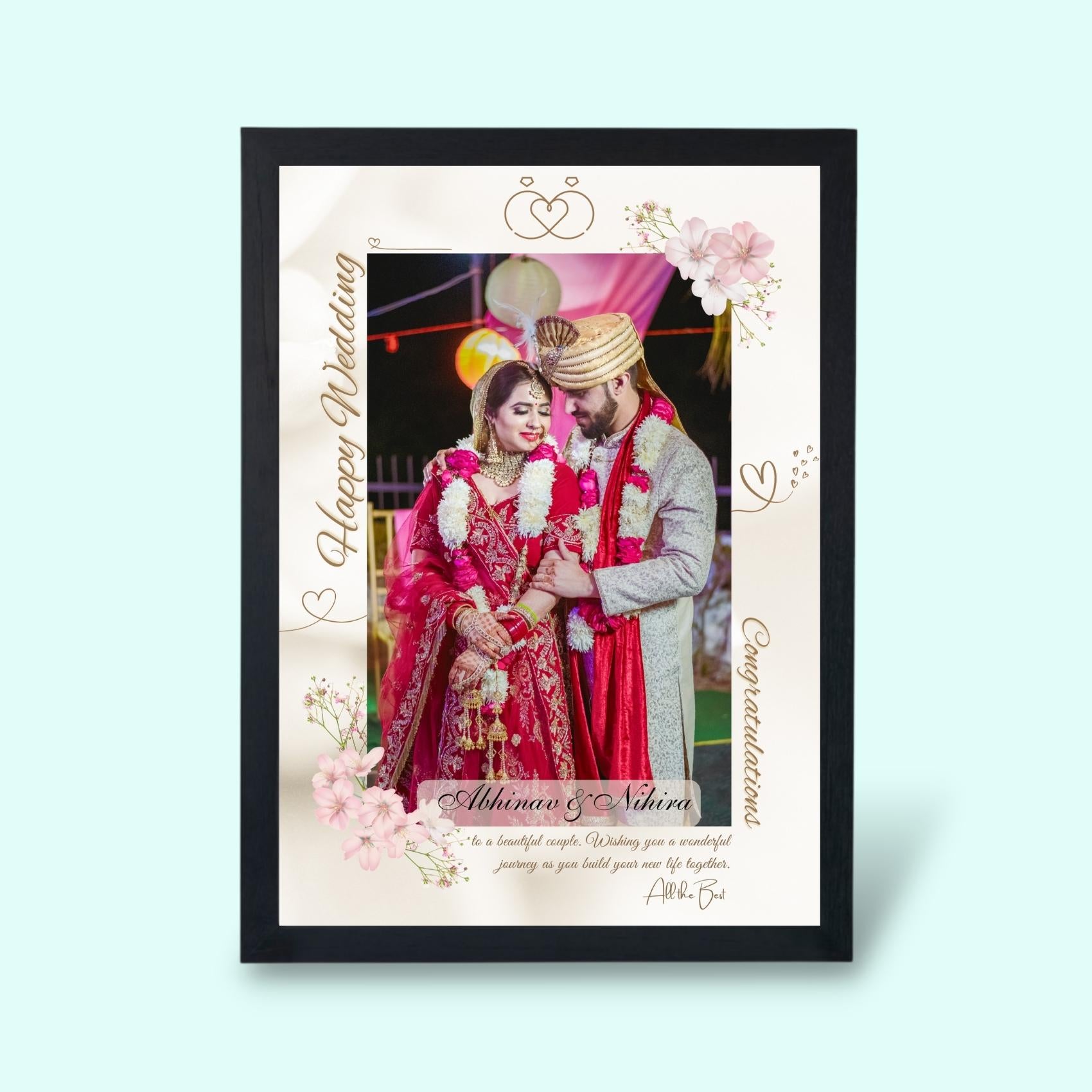 Personalized Happy Wedding Frame - Best Gift