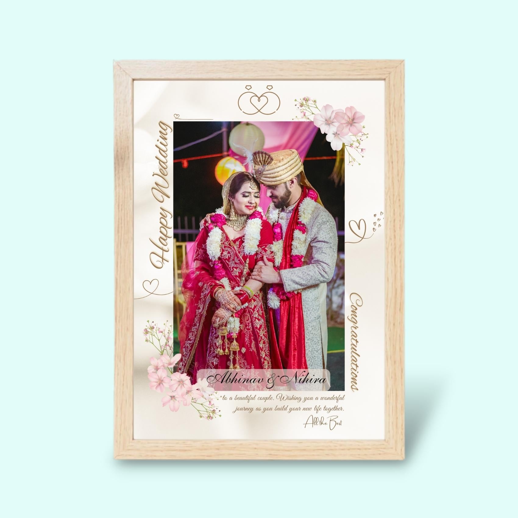Personalized Happy Wedding Frame - Best Gift